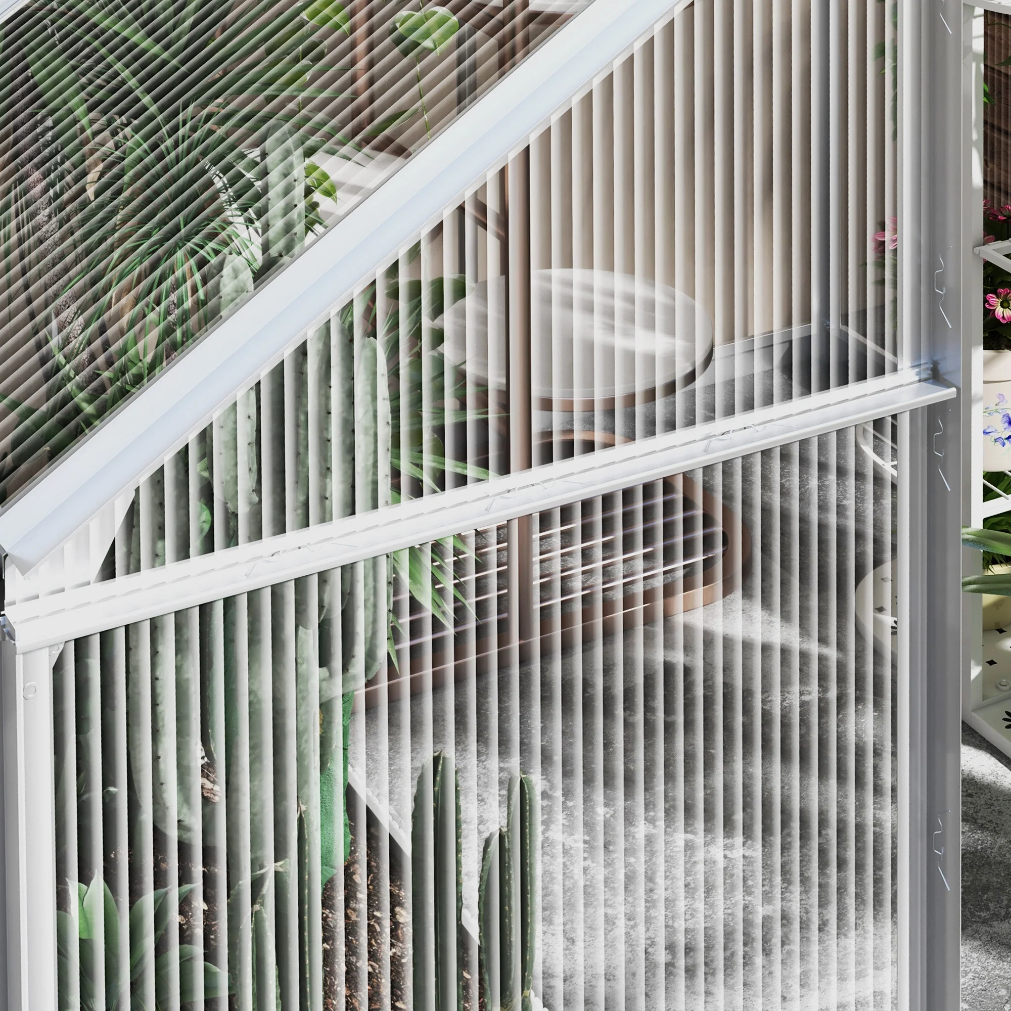 6 x 4ft Aluminium Frame Walk-In Greenhouse with Adjustable Window & Sliding Door, Silver - Image 11