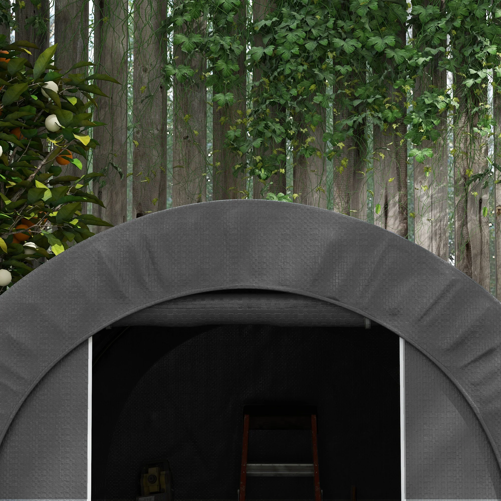 6' x 8' Portable Storage Shed with Galvanized Frame and Zipper Door, Dark Grey - Image 10