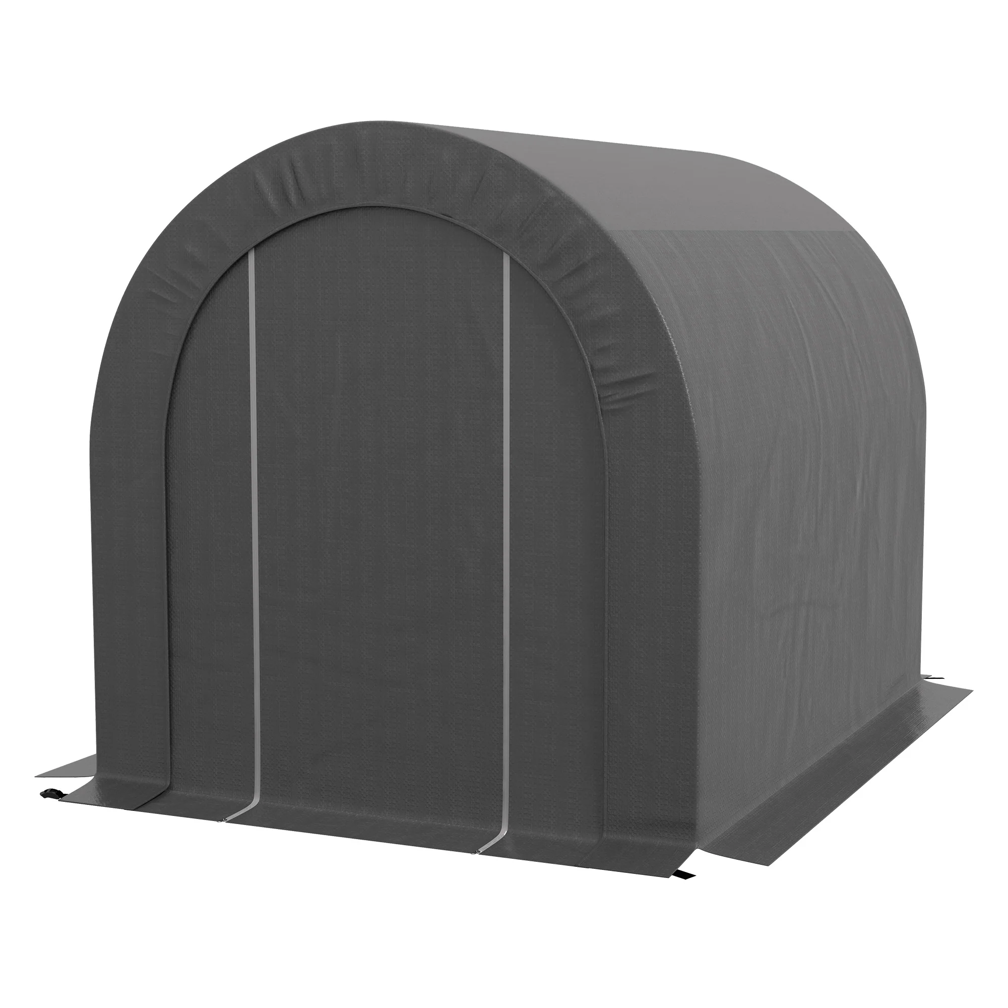 6' x 8' Portable Storage Shed with Galvanized Frame and Zipper Door, Dark Grey - Image 2