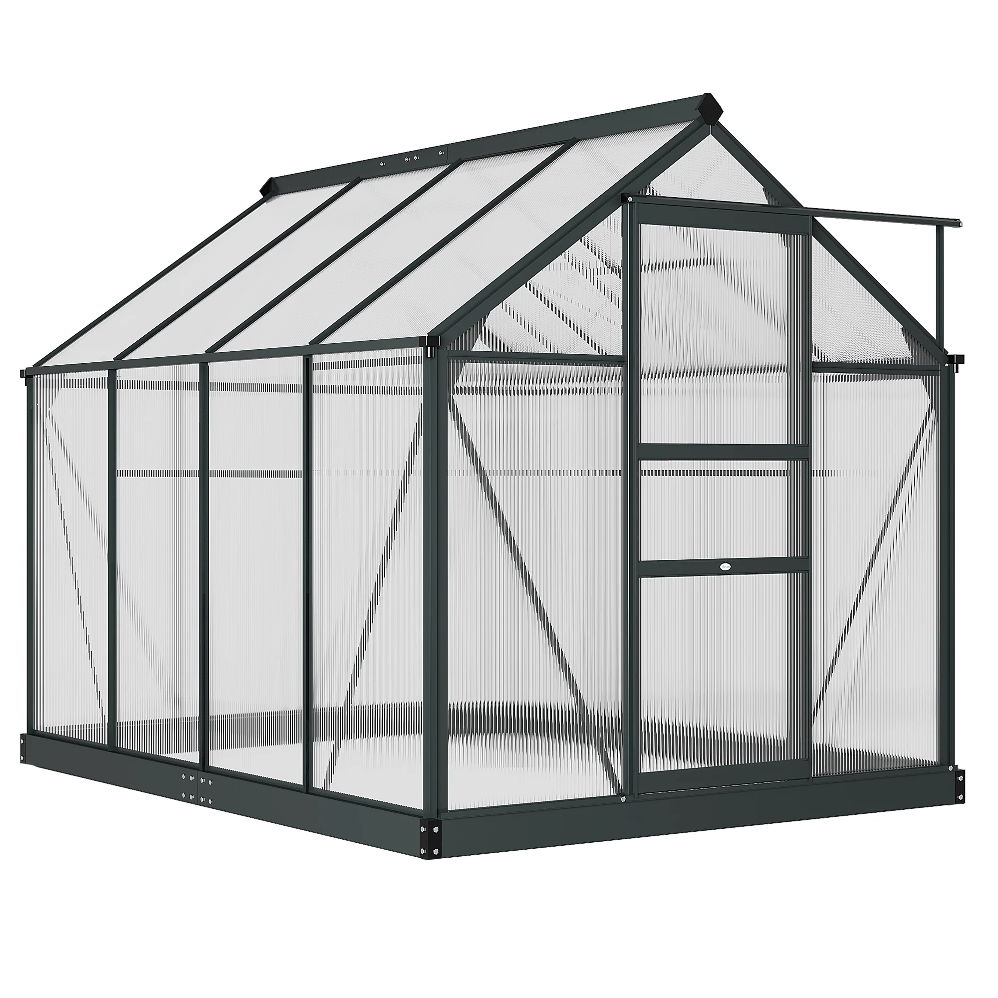 BloomGreen 6' x 8' x 6.6' Polycarbonate Greenhouse with Aluminum Frame, Grey