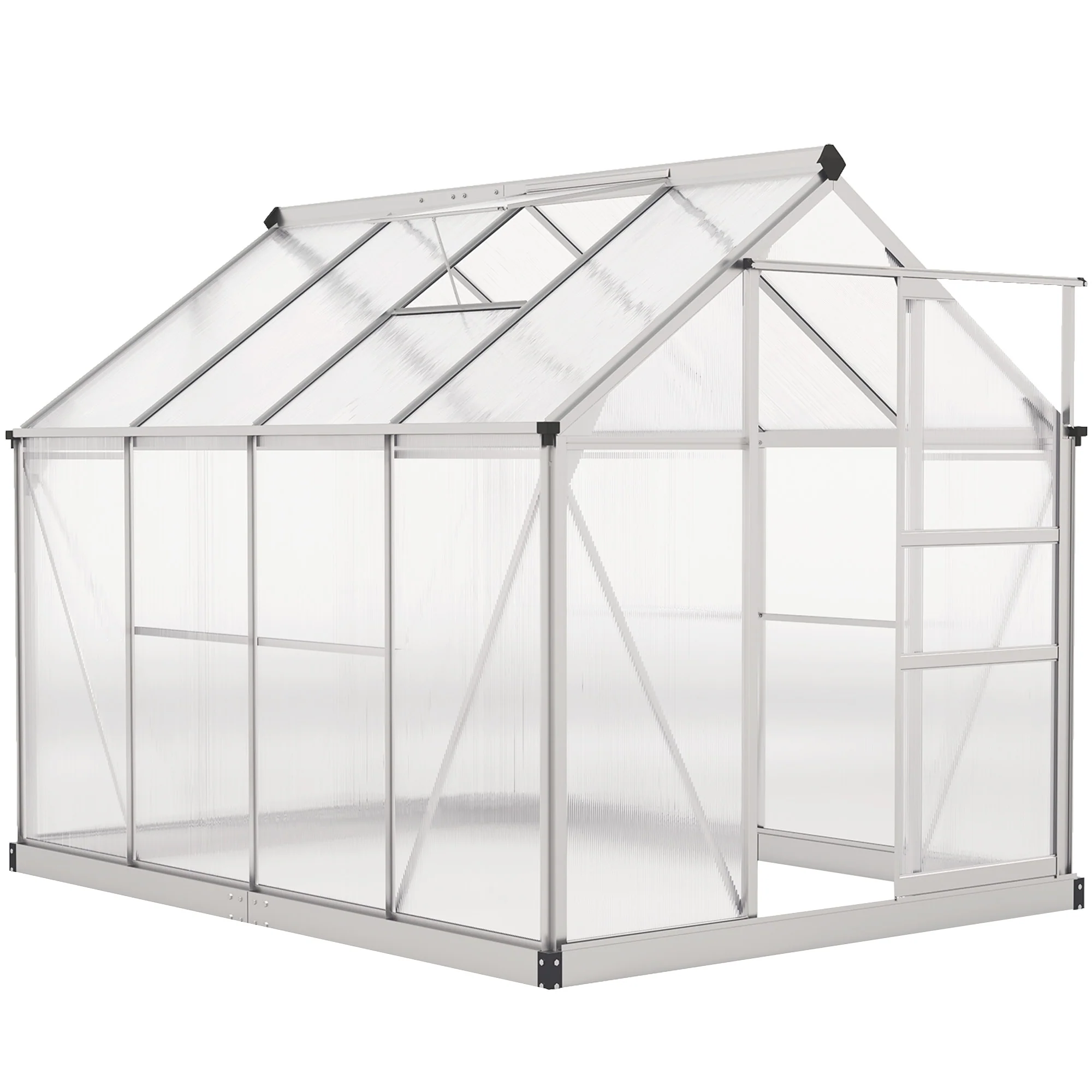 BloomGreen 6' x 8' x 6.6' Polycarbonate Greenhouse with Aluminum Frame, Silver - Image 12