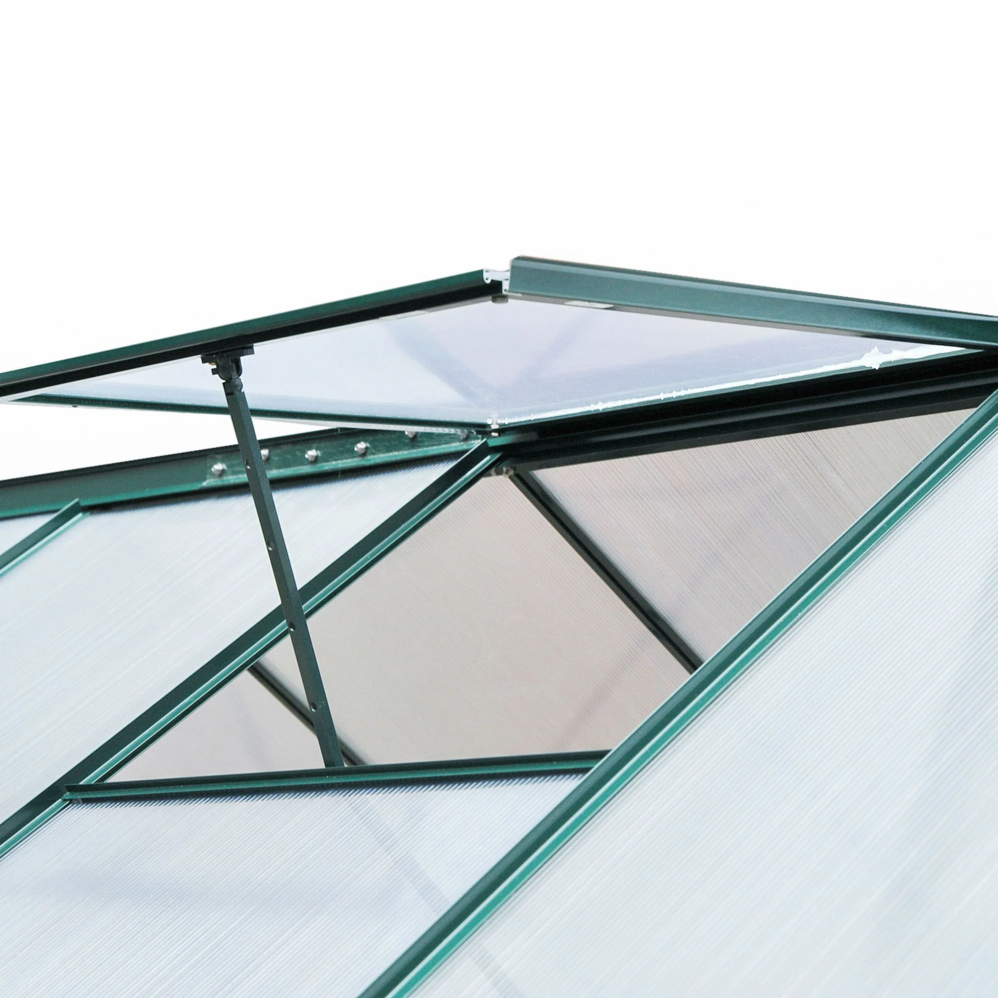BloomGreen 6 x 8ft Large Polycarbonate Greenhouse with Aluminium Frame, Slide Door & Window, Dark Green - Image 11
