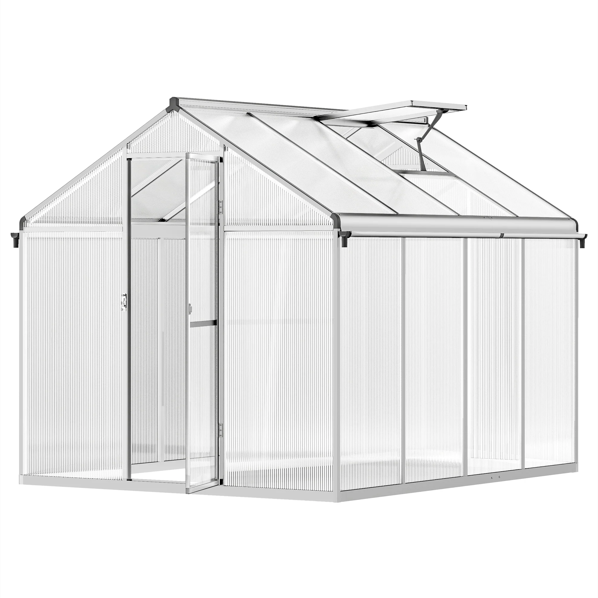 6 x 8ft Polycarbonate Greenhouse, Large Walk-In Green House w/ Aluminium Frame and Foundation - Image 2