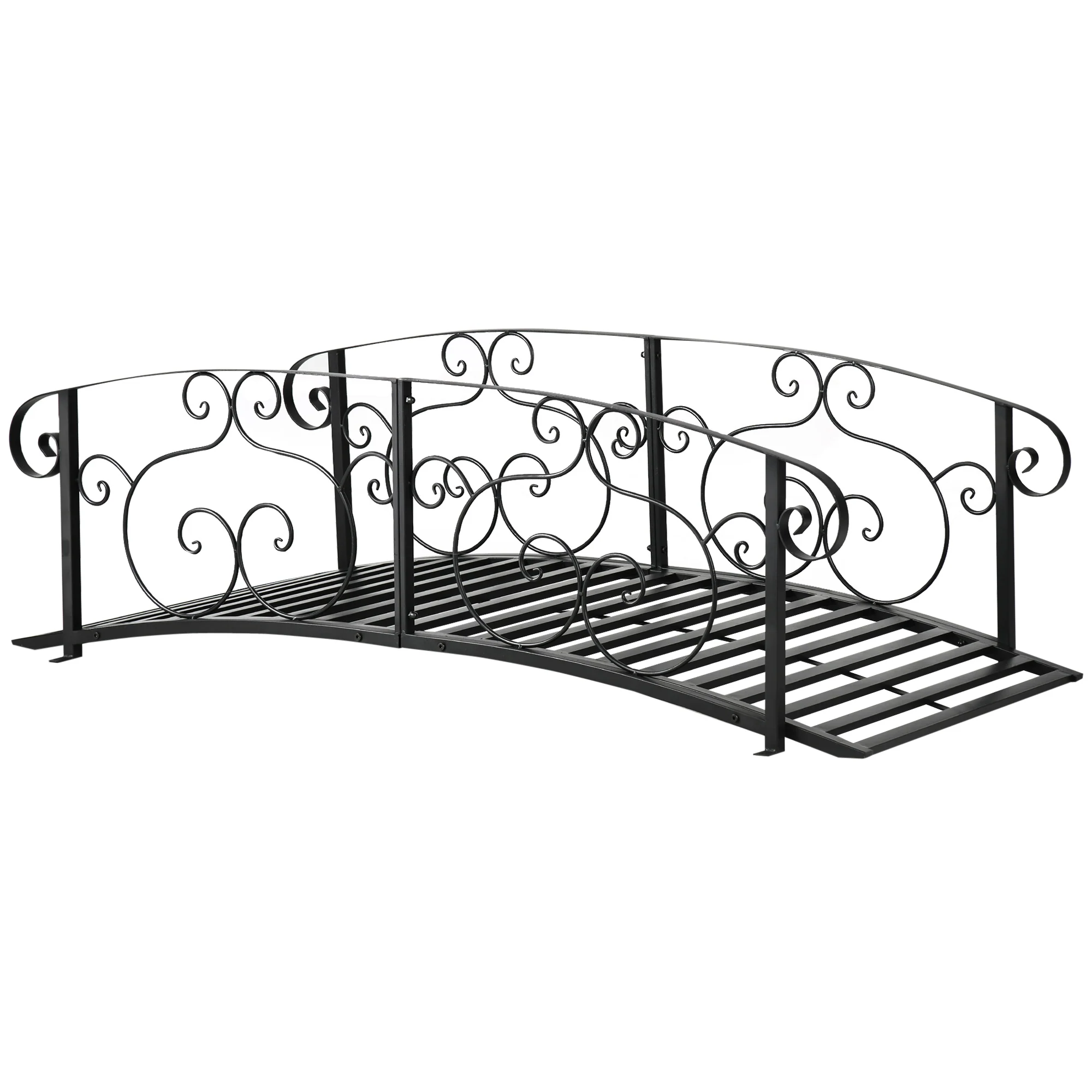 6FT Steel Arch Decorative Arc Landscaping Bridge with Safety Siderails for Backyard, Black - Image 12