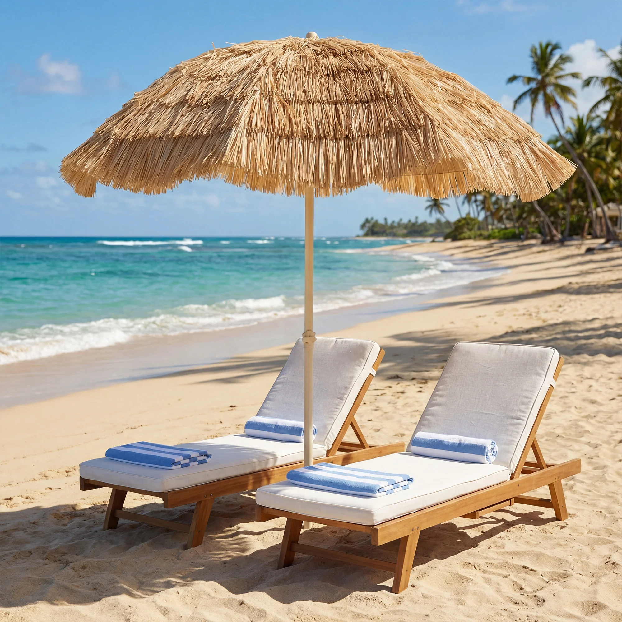 6FT Tiki Umbrella with 8 Ribs and Carry Bag, Khaki - Image 4