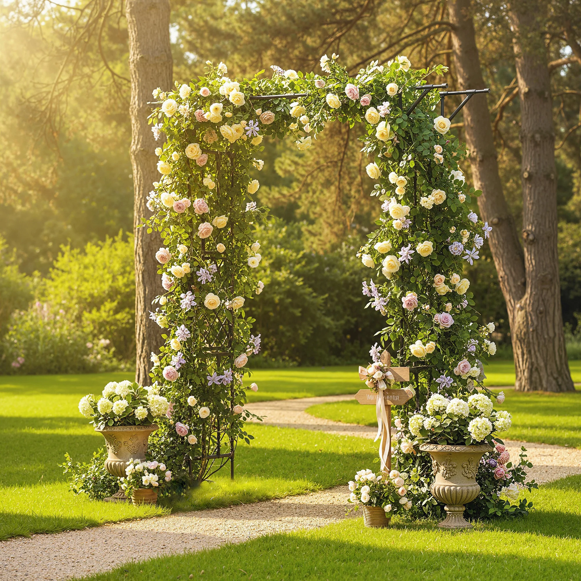 7.1ft Garden Arch for Climbing Plants and Wedding Decor, Black - Image 10