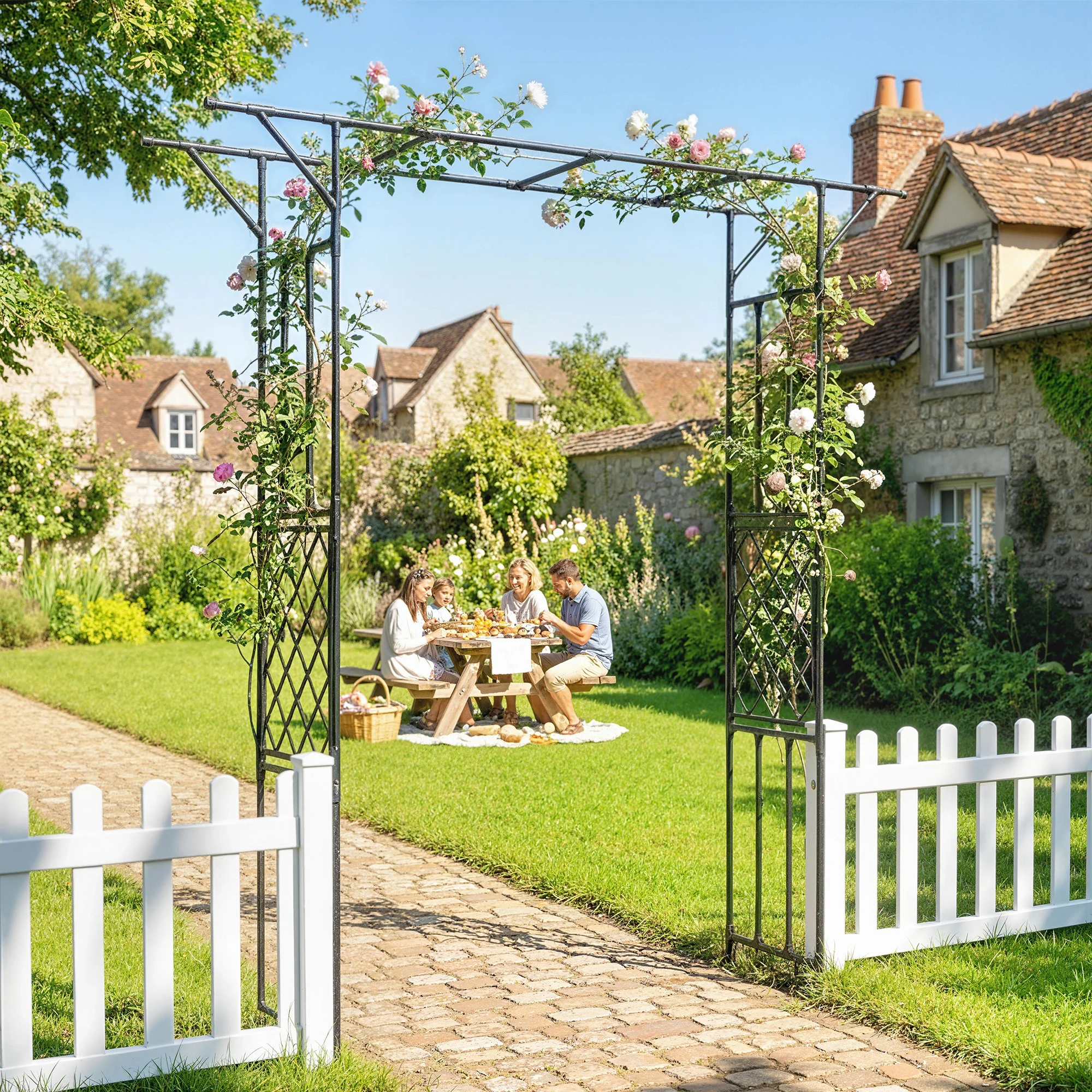 7.1ft Garden Arch for Climbing Plants and Wedding Decor, Black - Image 3