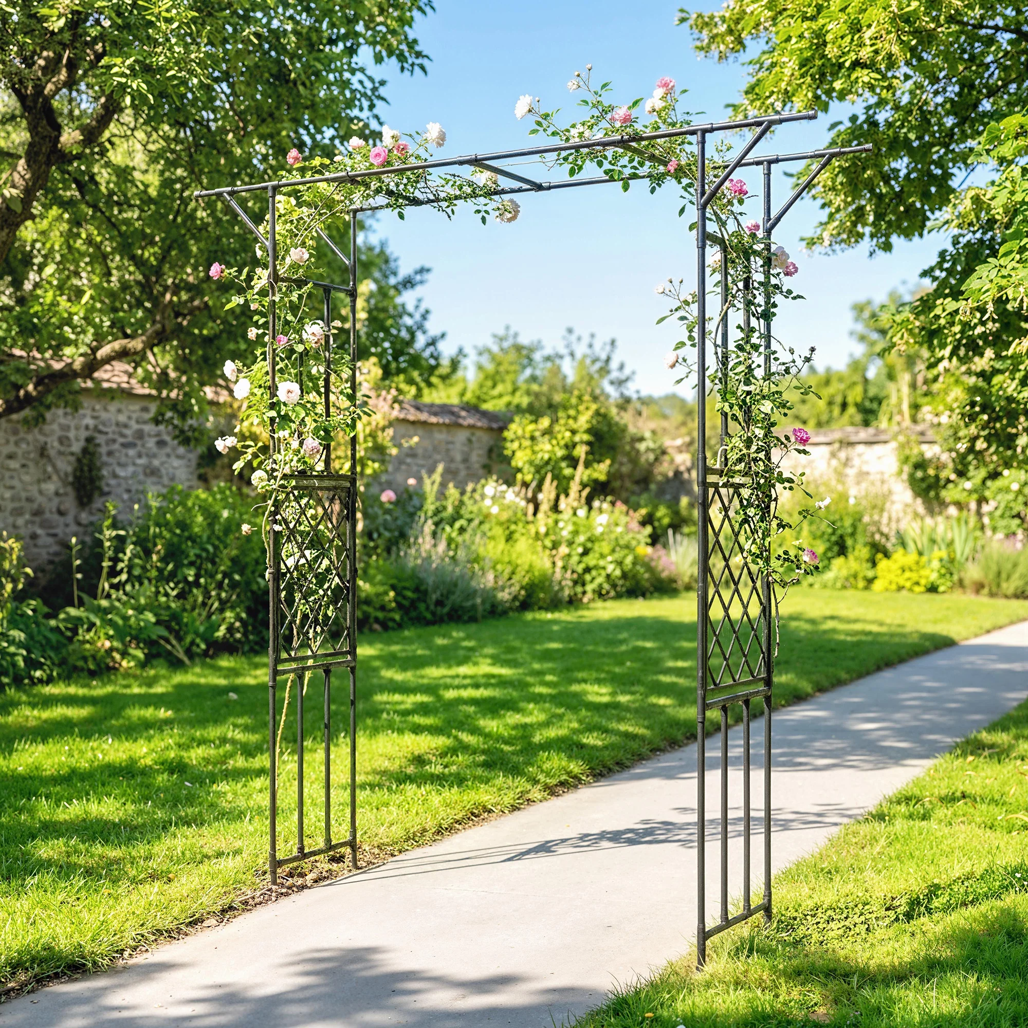 7.1ft Garden Arch for Climbing Plants and Wedding Decor, Black - Image 4