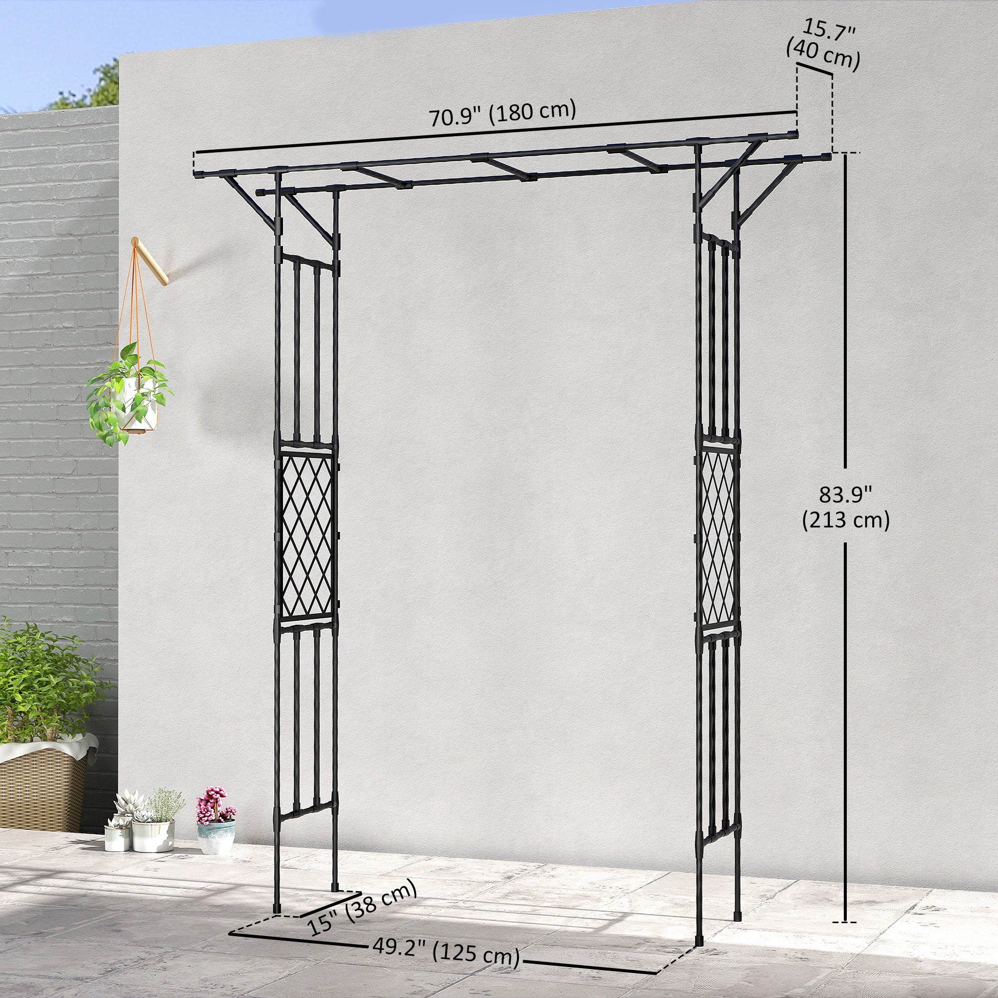 7.1ft Garden Arch for Climbing Plants and Wedding Decor, Black - Image 5