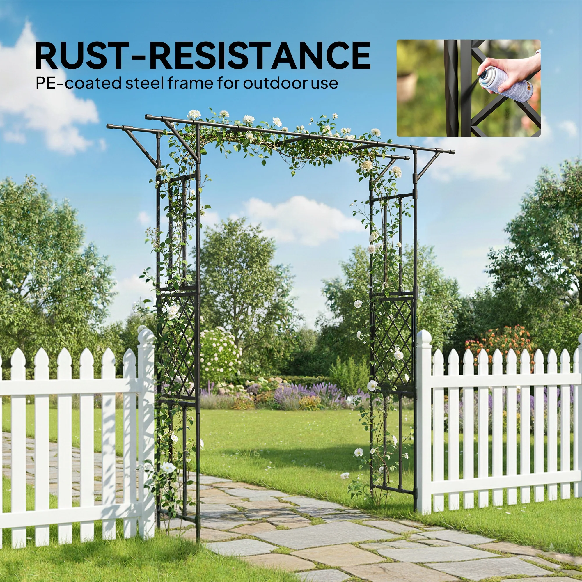 7.1ft Garden Arch for Climbing Plants and Wedding Decor, Black - Image 7