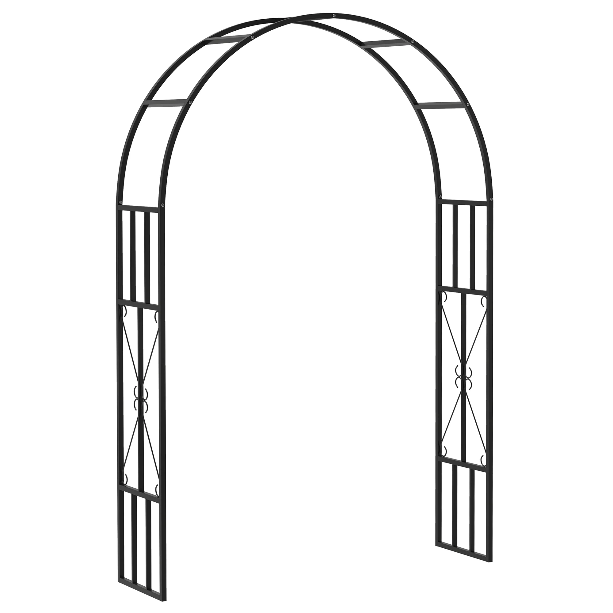7.3ft Steel Garden Arch Trelli, Flower Arch Wedding Arch Stand for Ceremony, Black - Image 12