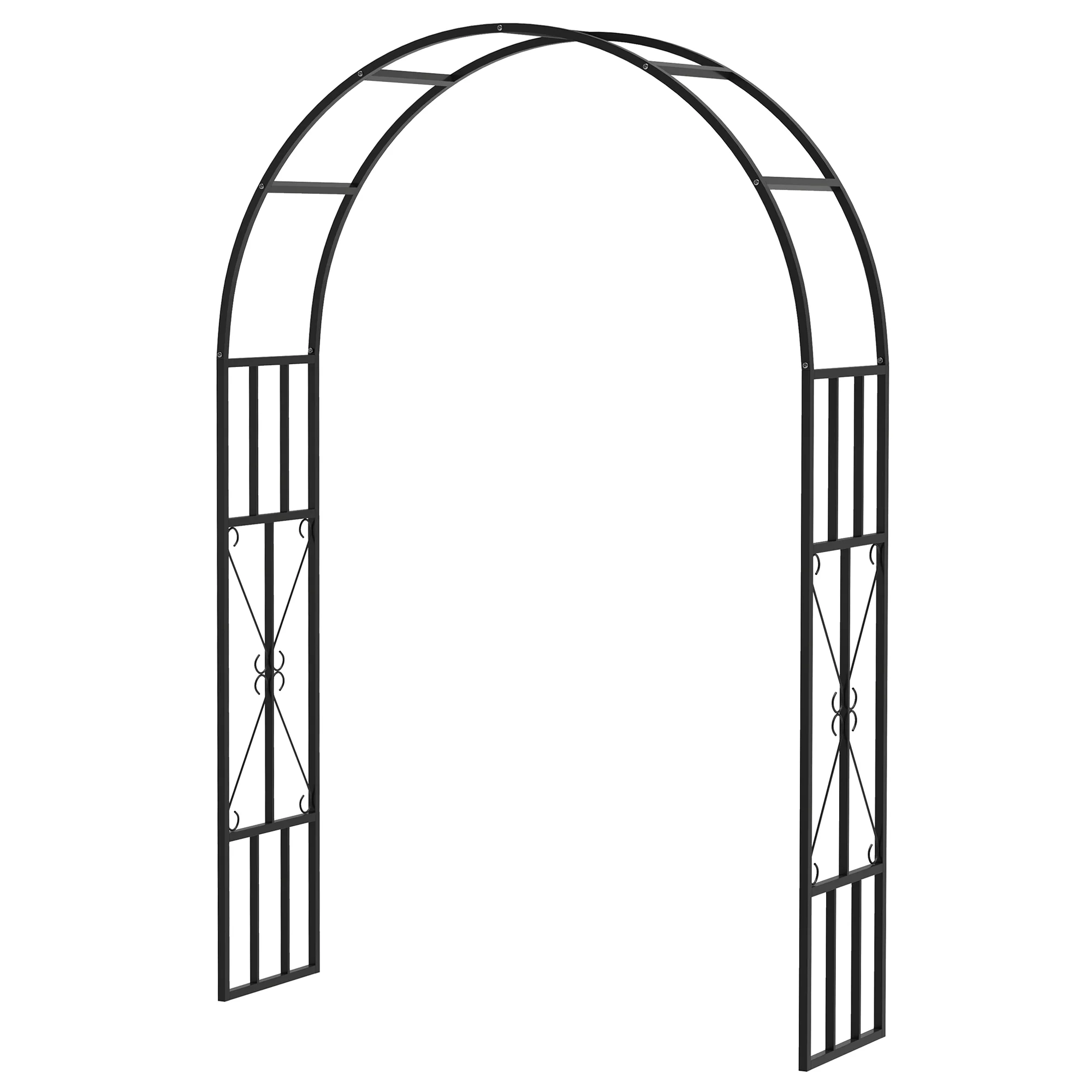 7.3ft Steel Garden Arch Trelli, Flower Arch Wedding Arch Stand for Ceremony, Black - Image 2