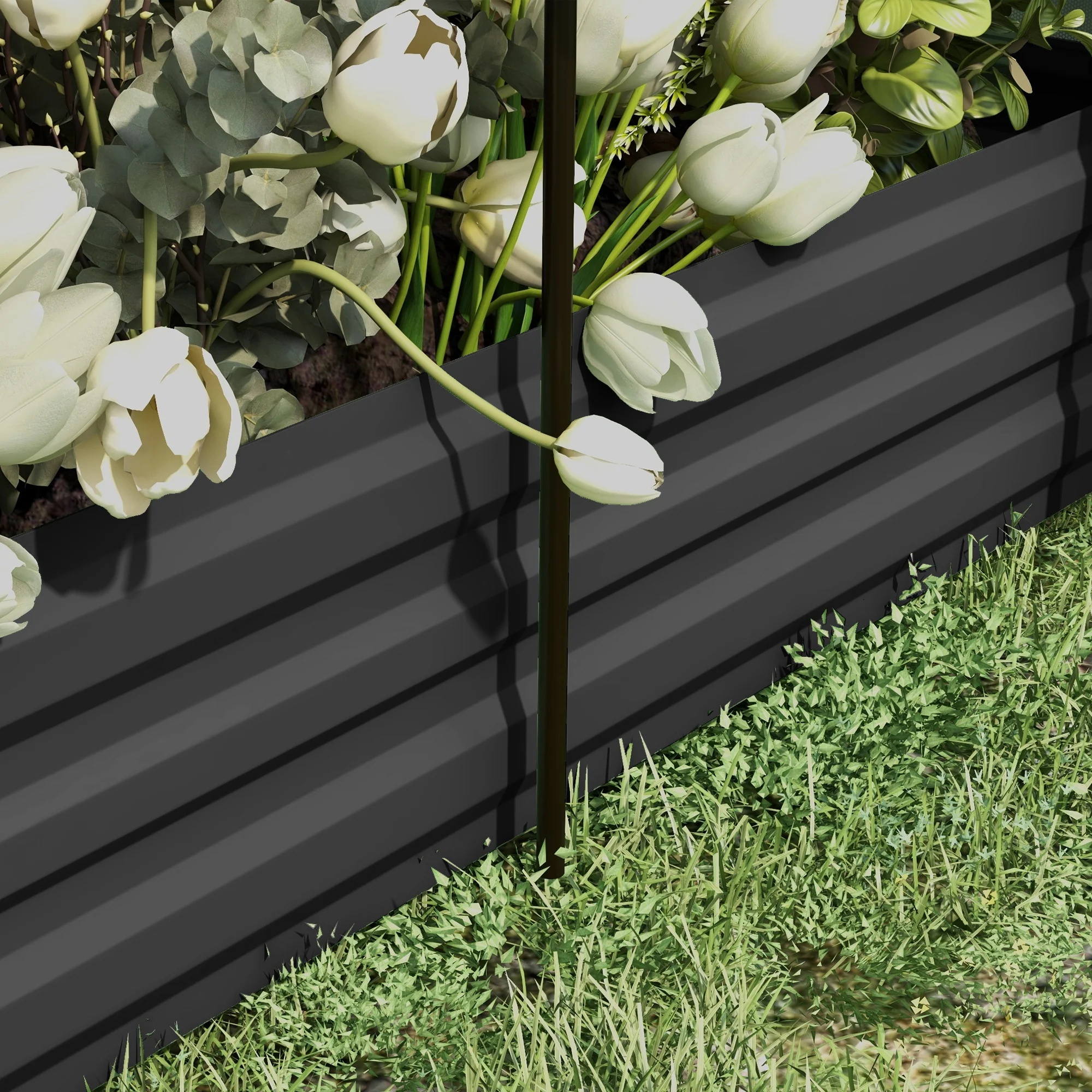 7.5' x 3.6' Galvanized Raised Garden Bed with Cover, Crop Cage, Shade Cloth, Grey - Image 11
