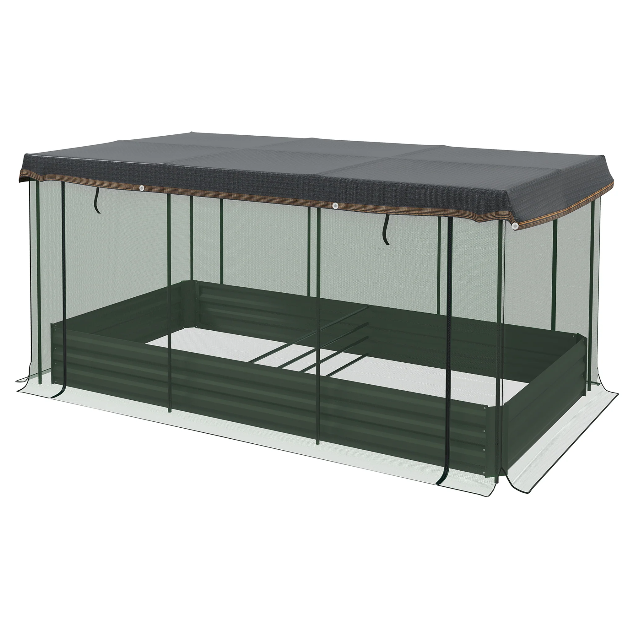 7.5' x 3.6' Galvanized Raised Garden Bed with Cover, Crop Cage, Shade Cloth, Grey - Image 12