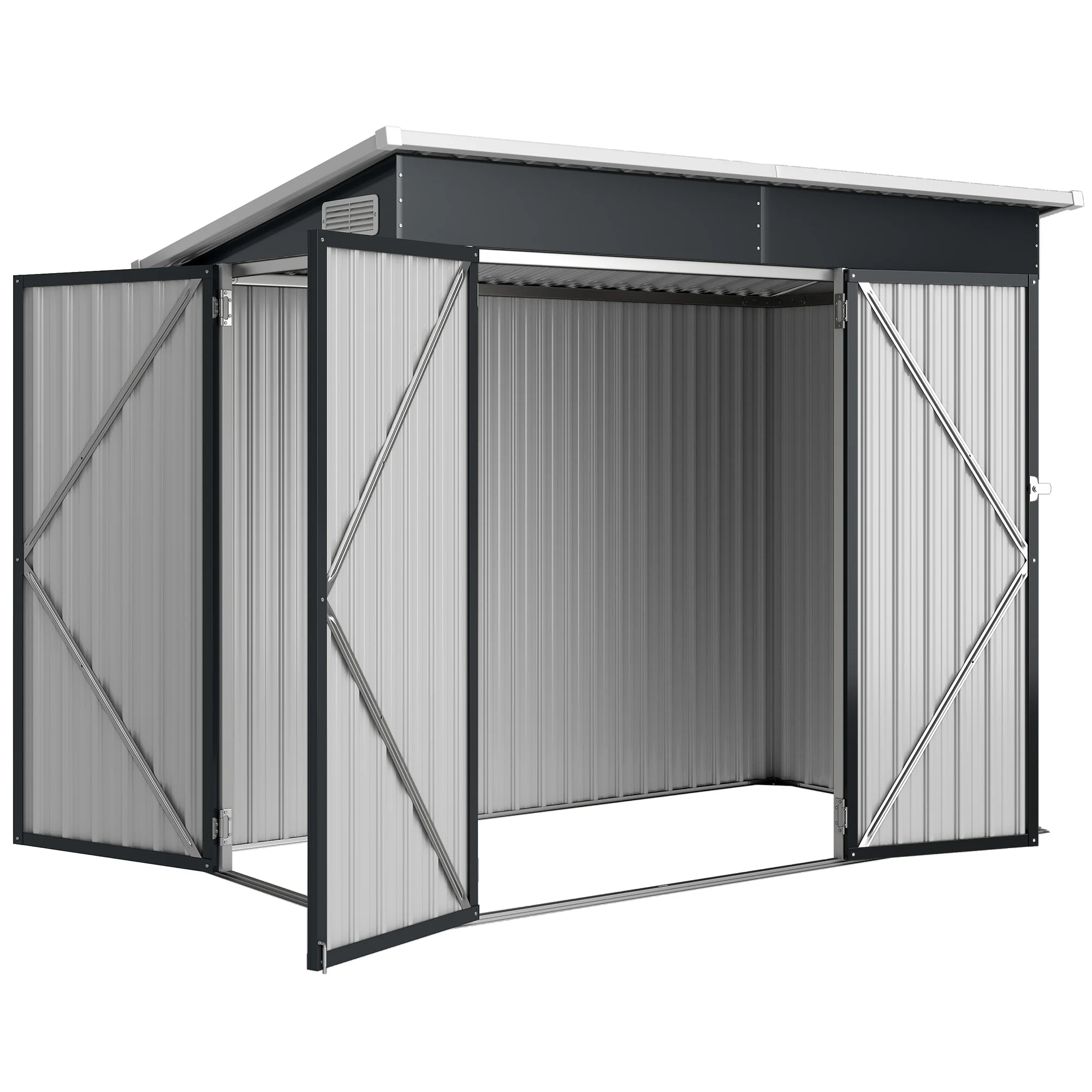 7.5' x 4.3' Metal Outdoor Storage Shed with Lockable Doors, Dark Grey - Image 2
