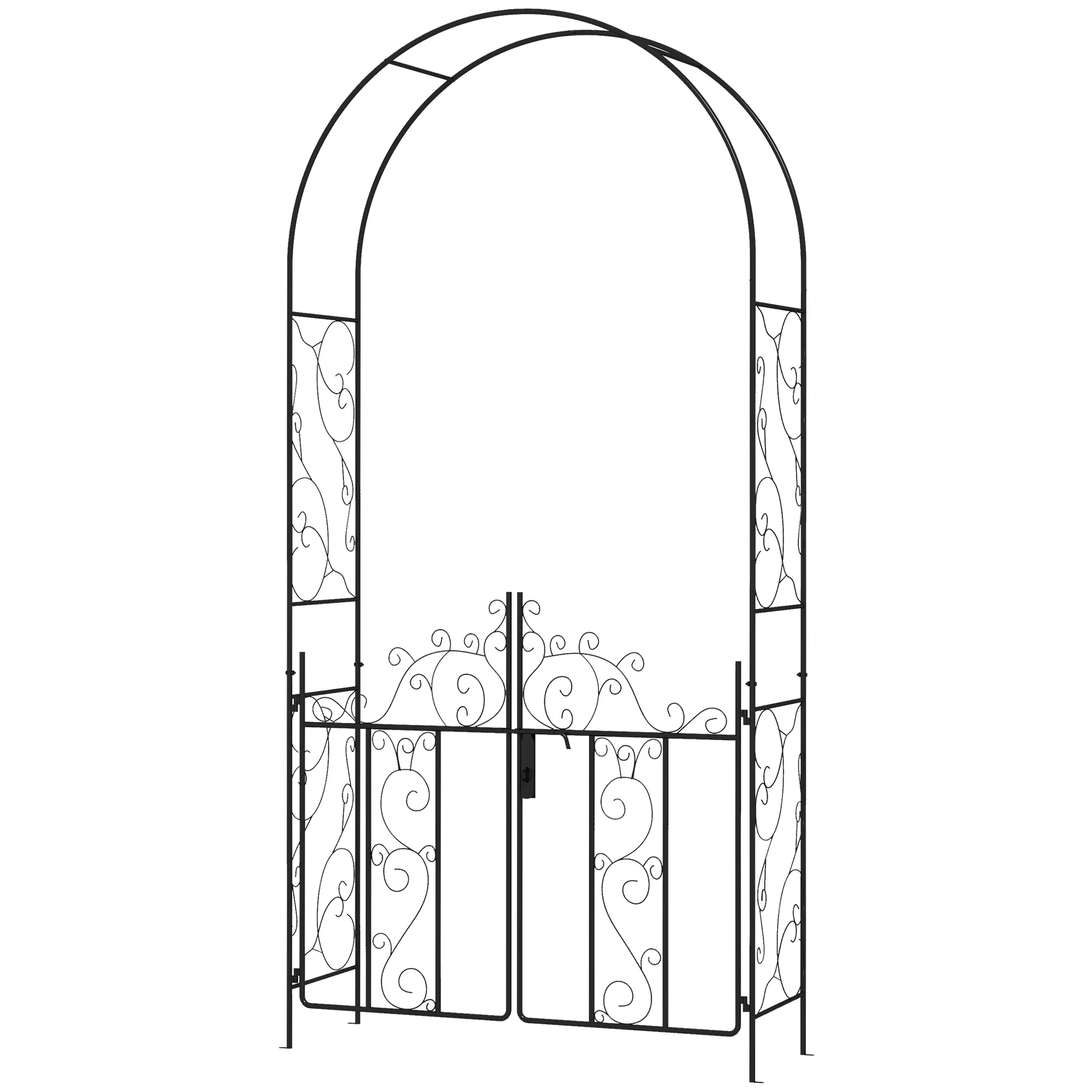 7.5FT Metal  Wedding Garden Arch with Gate, Arbor Trellis for Climbing Plants, Black - Image 2