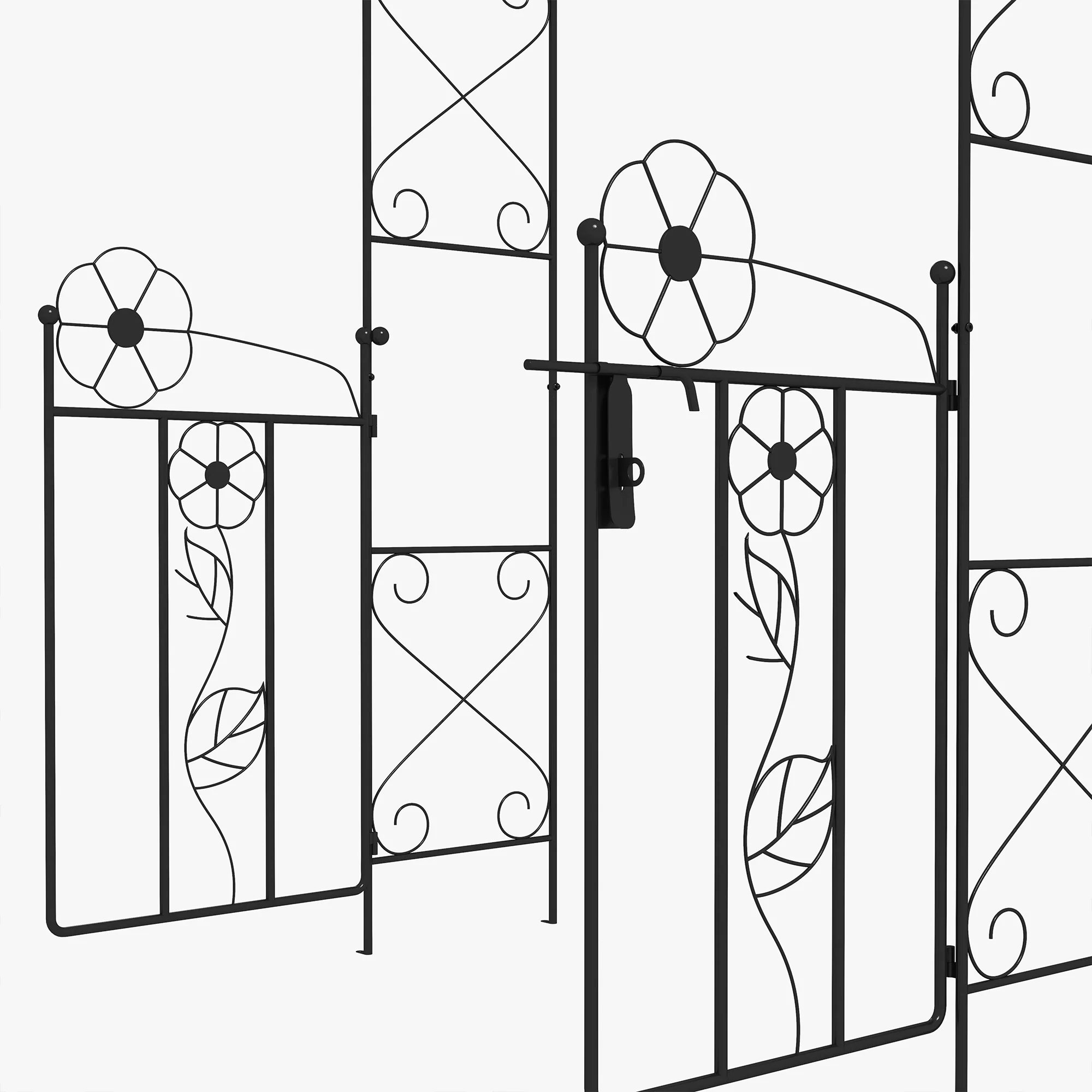7.5FT Metal  Wedding Garden Arch with Gate, Outdoor Wedding Decoration, Black - Image 10