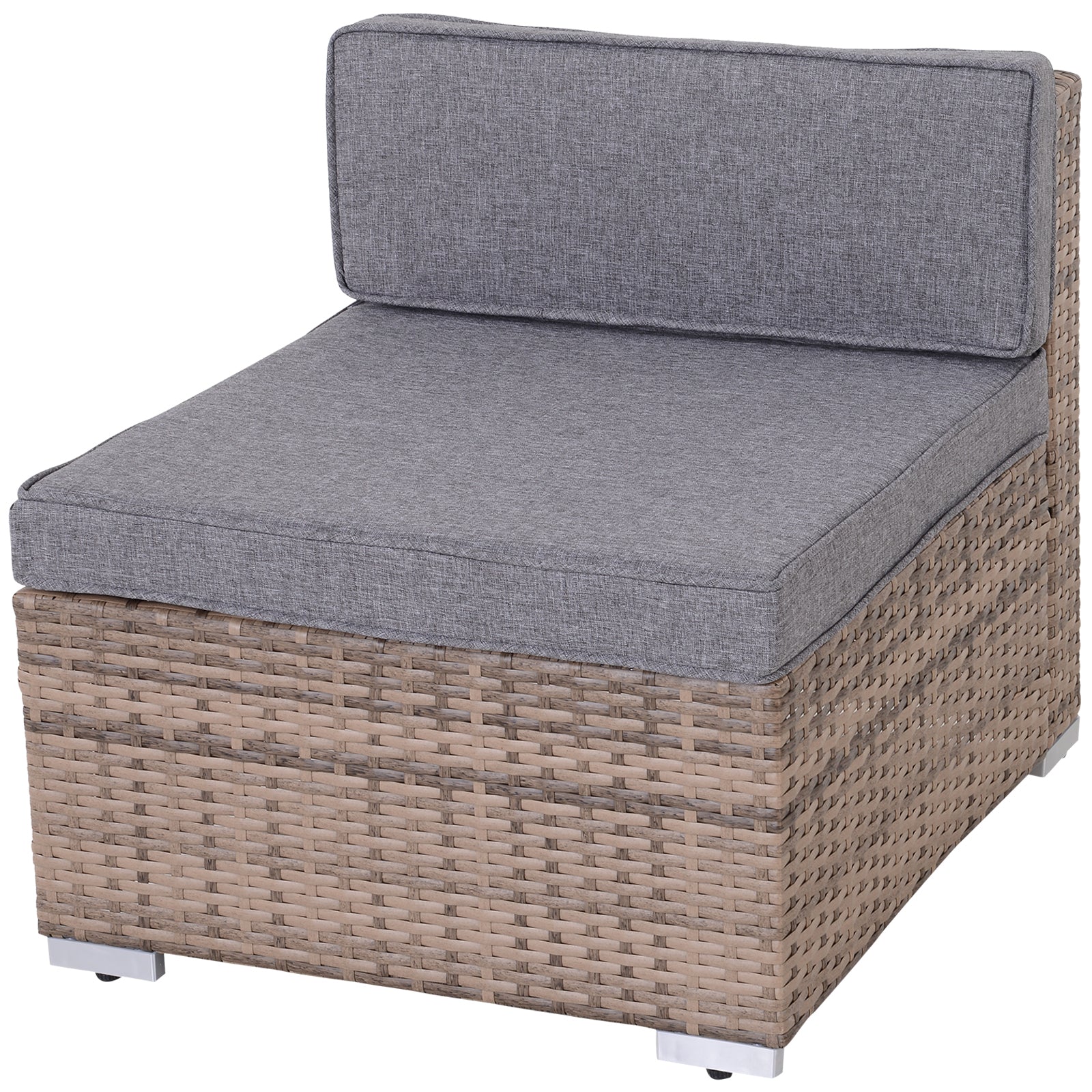 7-Piece PE Rattan Sectional Sofa Set with Glass Table and Cushions, Grey - Image 10
