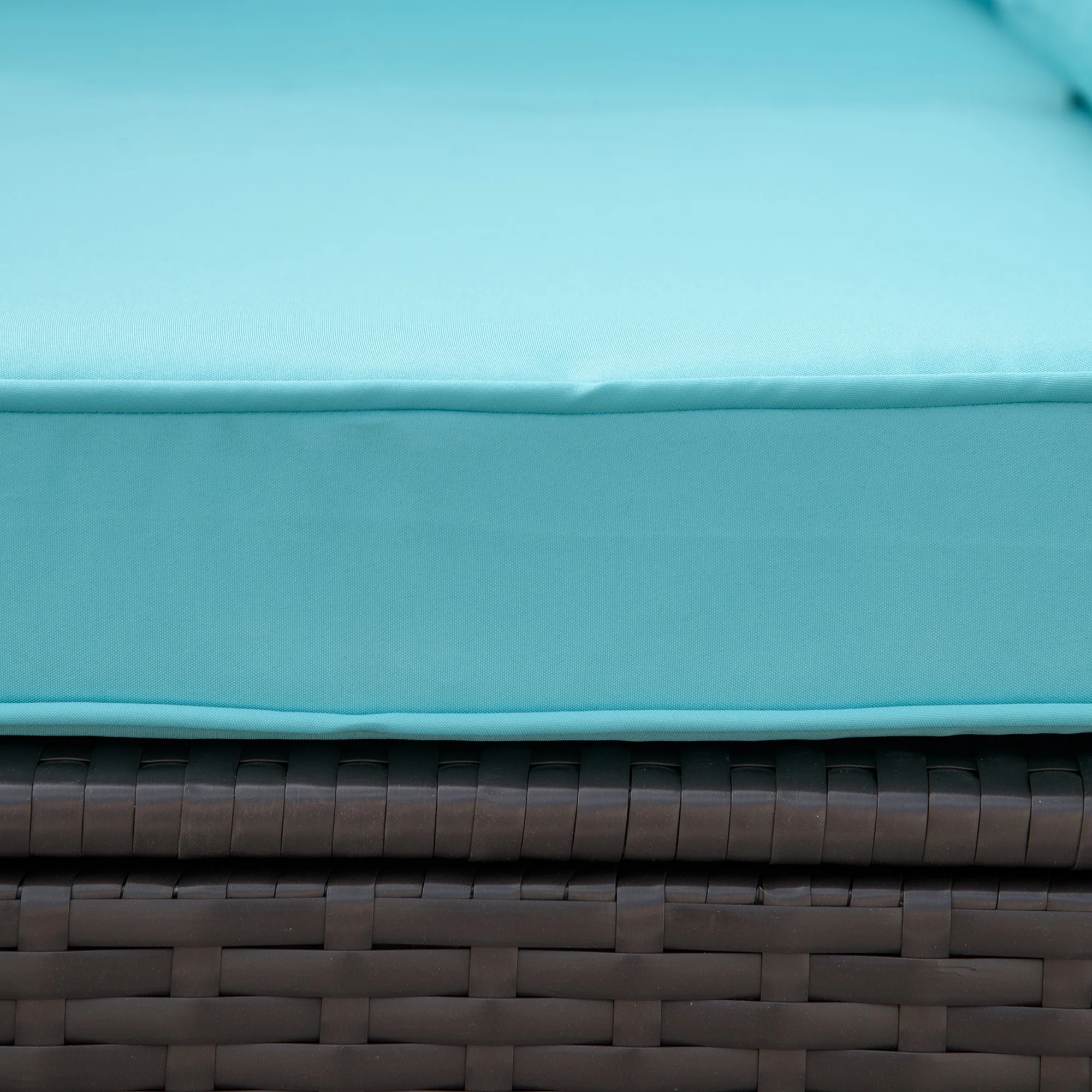 7-Piece Outdoor Wicker Sectional Sofa Set with Glass Top Table, Light Blue - Image 11