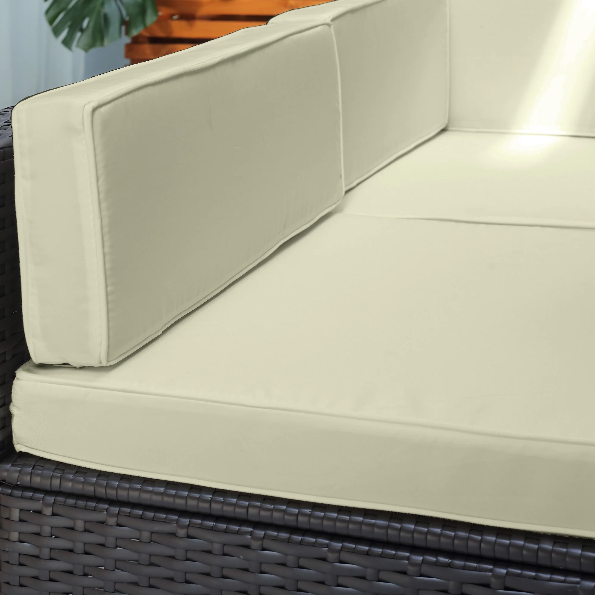7-Piece PE Rattan Sectional Sofa Set with Glass Top and Cushions, Beige - Image 10