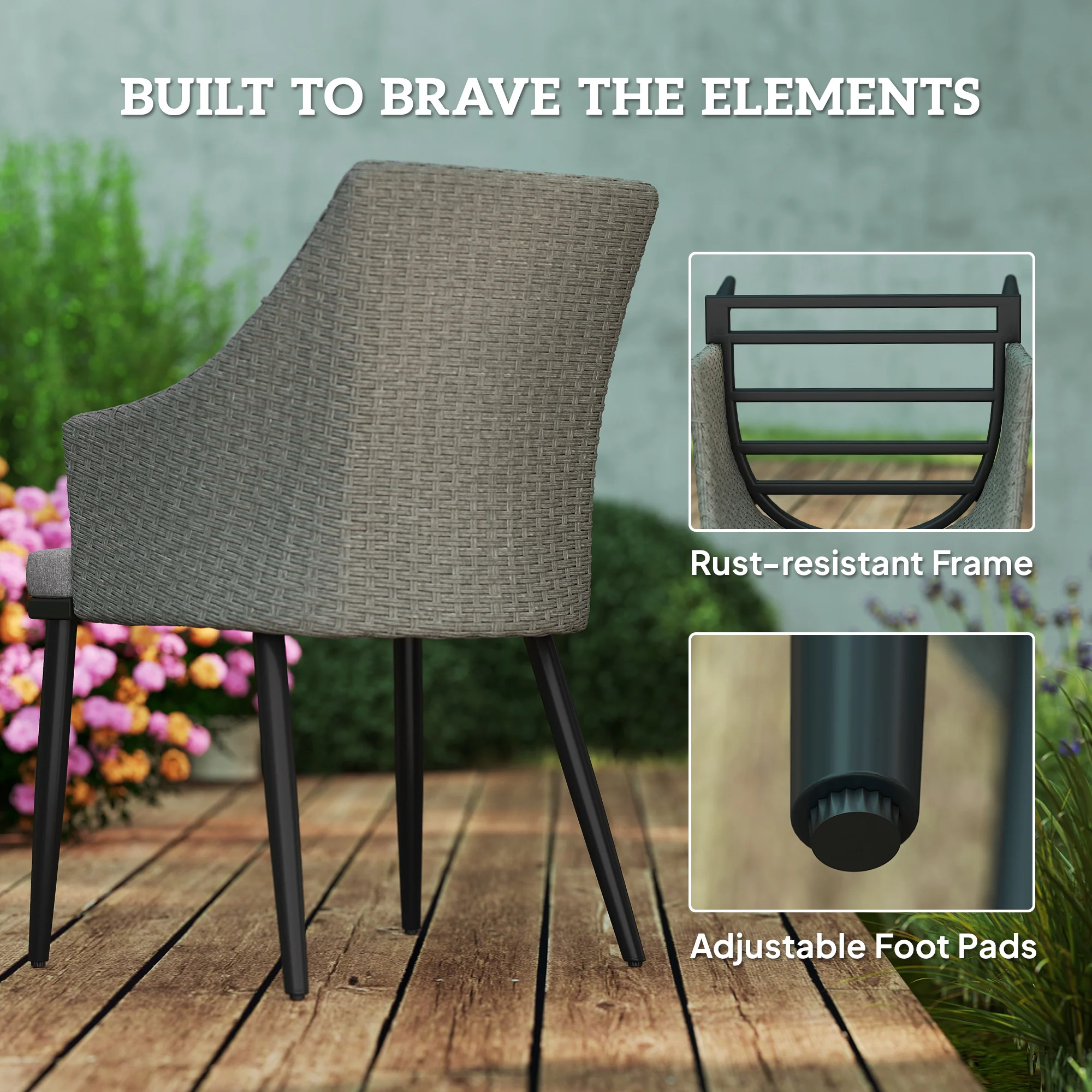 7 Piece Wicker Patio Furniture Set with Umbrella Hole & Slatted Table Top, Balcony - Image 8