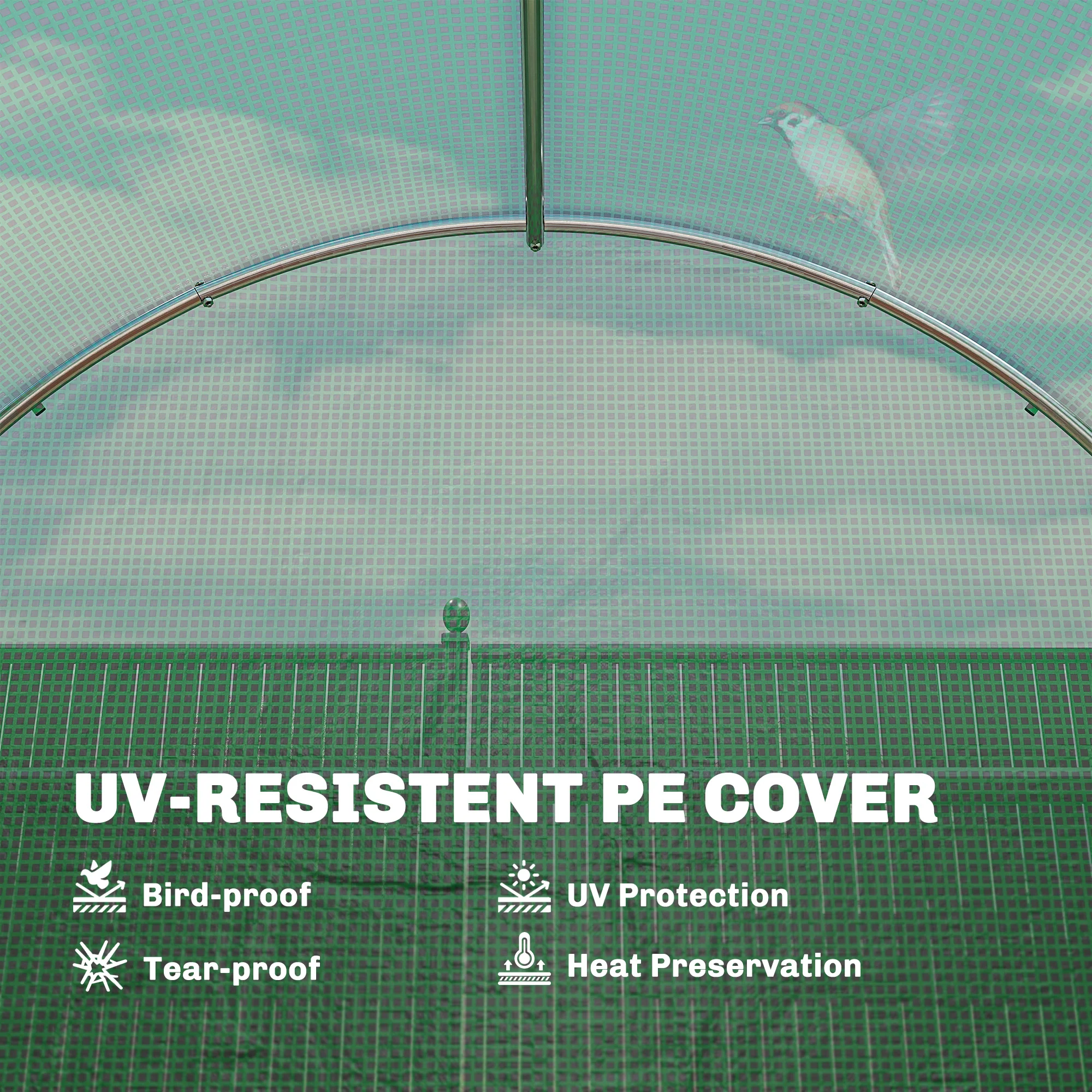 7' x 10' Walk-in Polytunnel Greenhouse with Hinged Door & 6 Mesh Windows - Image 8