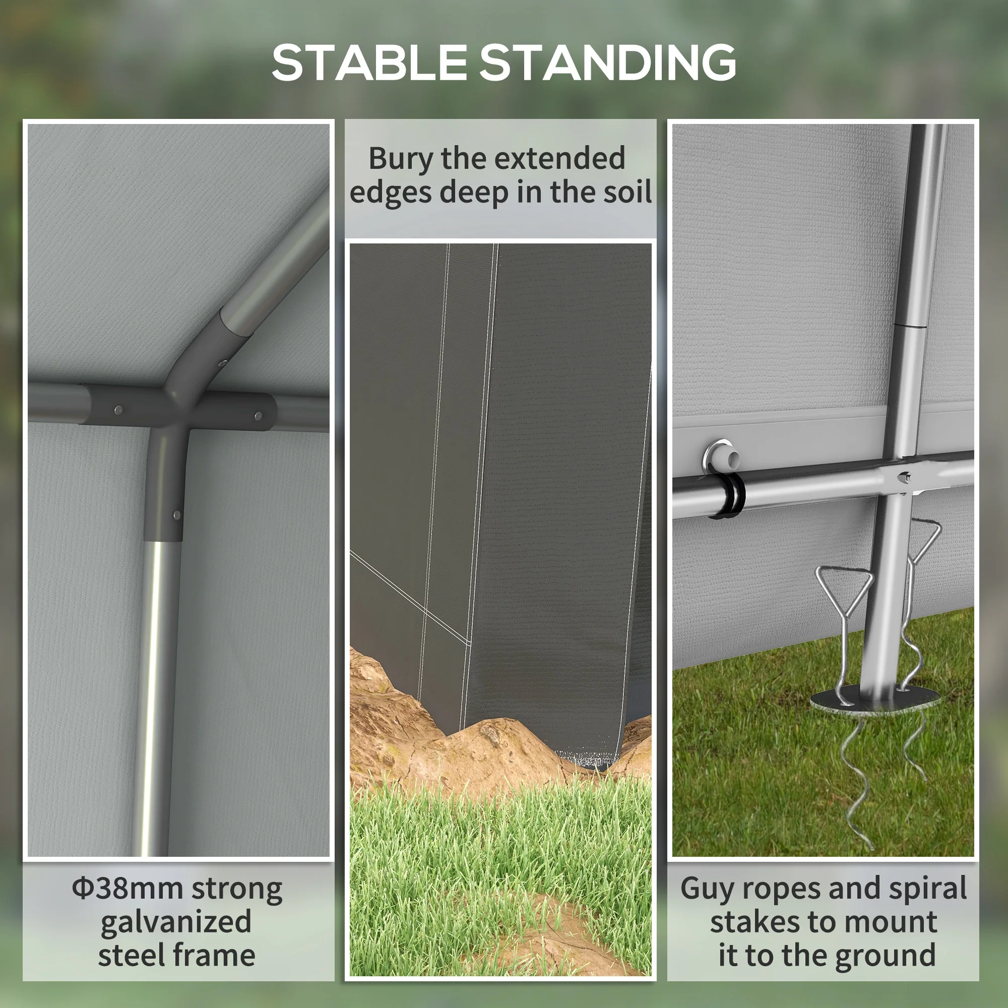 7' x 12' Portable Shed with Galvanized Frame & Roll-up Door, Dark Grey - Image 7