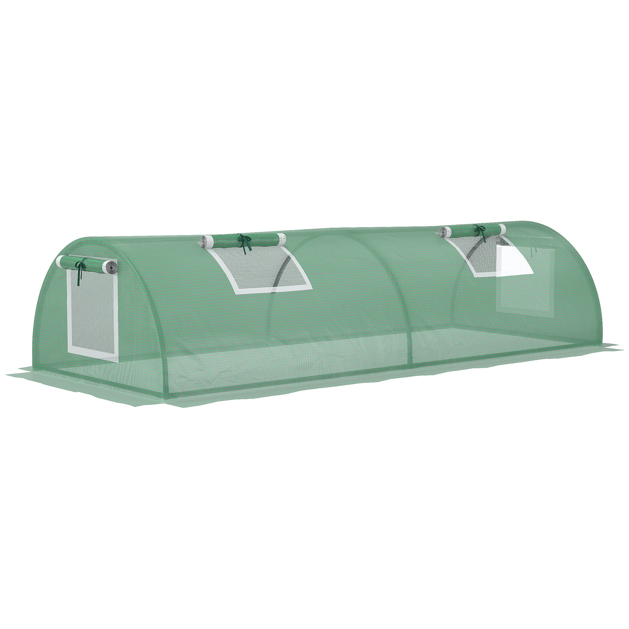 7' x 3' x 2' Portable Mini Greenhouse with 5 Mesh Windows, Green - Image 12