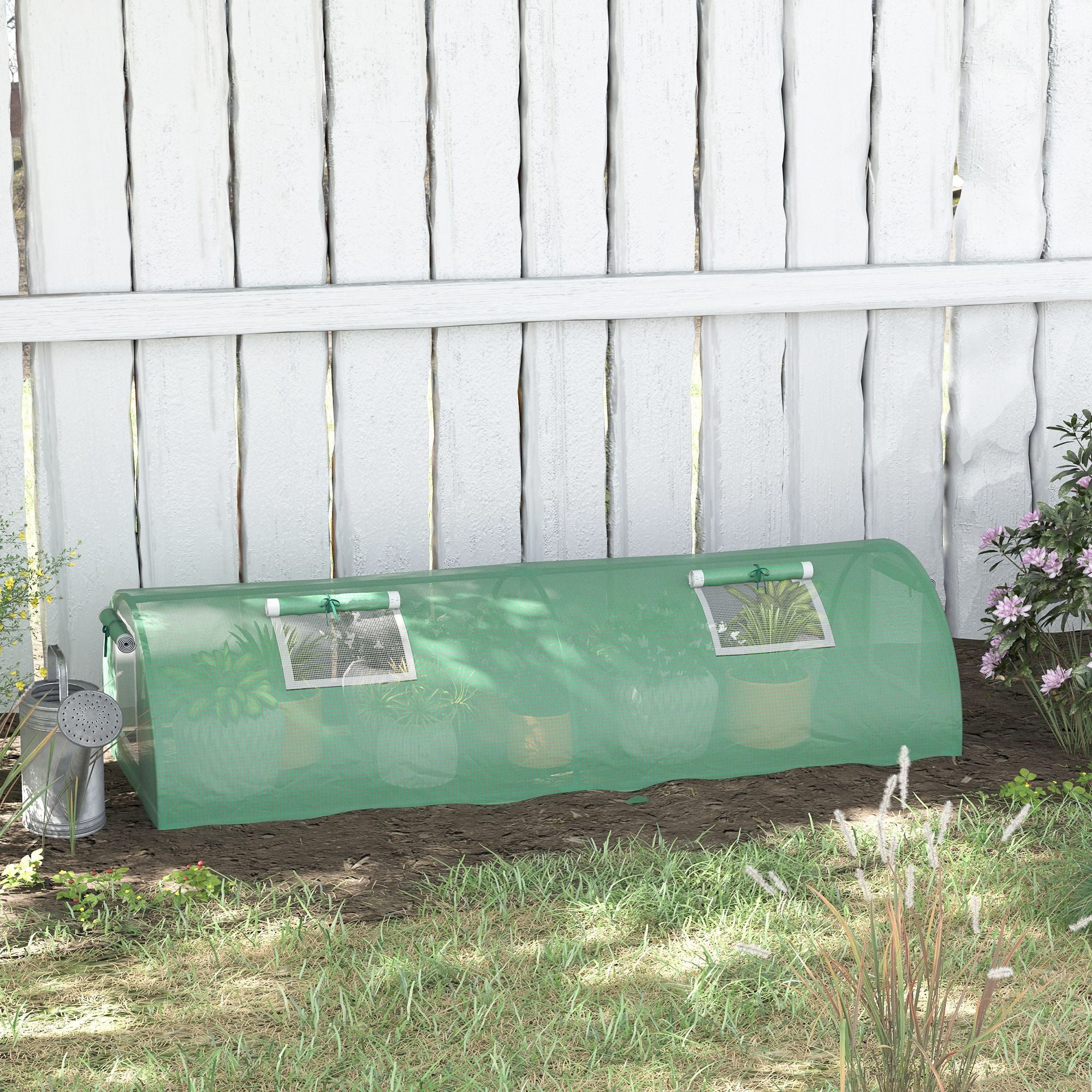 7' x 3' x 2' Portable Mini Greenhouse with 5 Mesh Windows, Green - Image 3