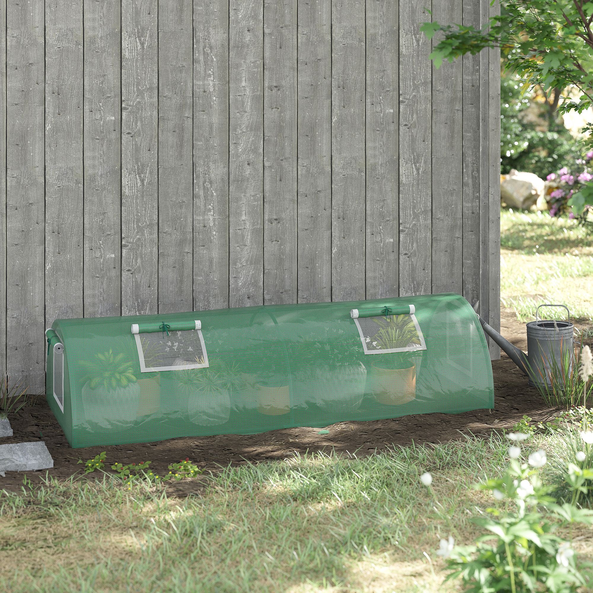 7' x 3' x 2' Portable Mini Greenhouse with 5 Mesh Windows, Green - Image 4