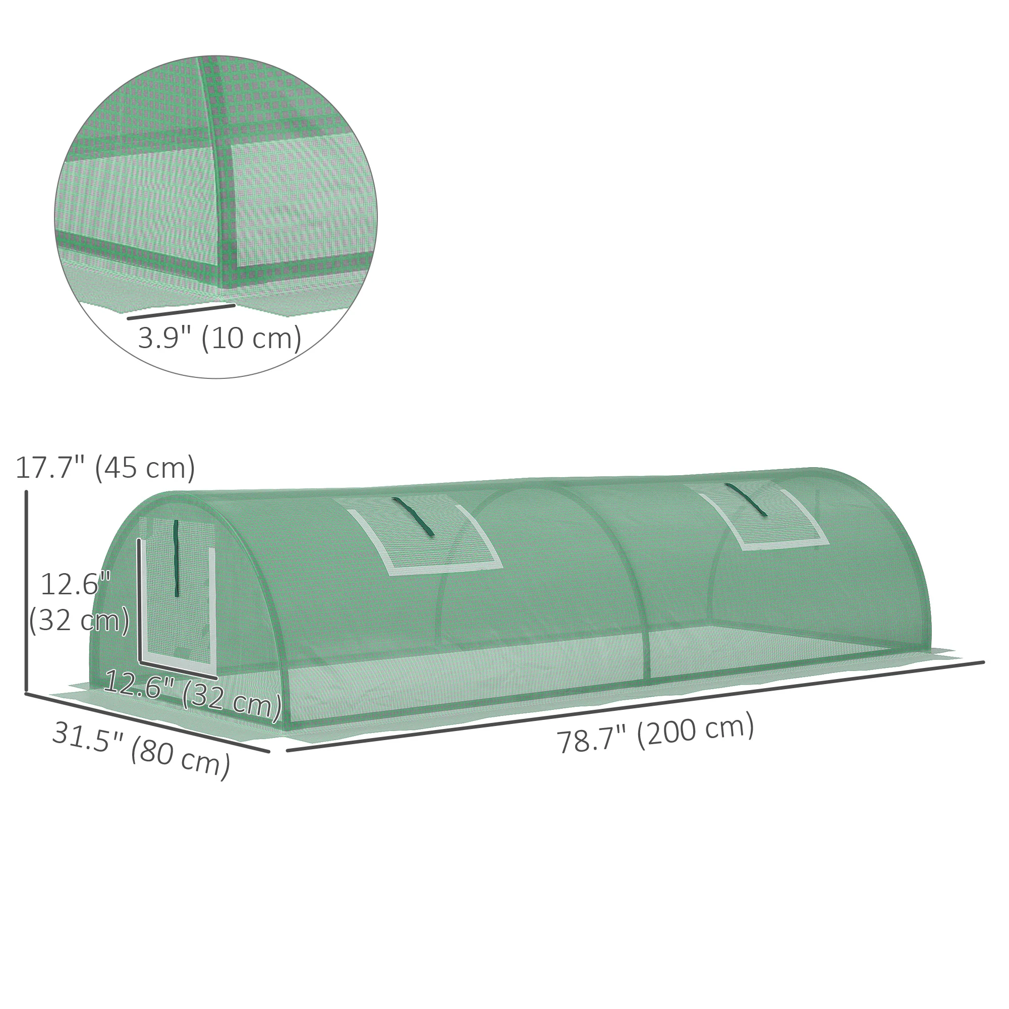 7' x 3' x 2' Portable Mini Greenhouse with 5 Mesh Windows, Green - Image 5