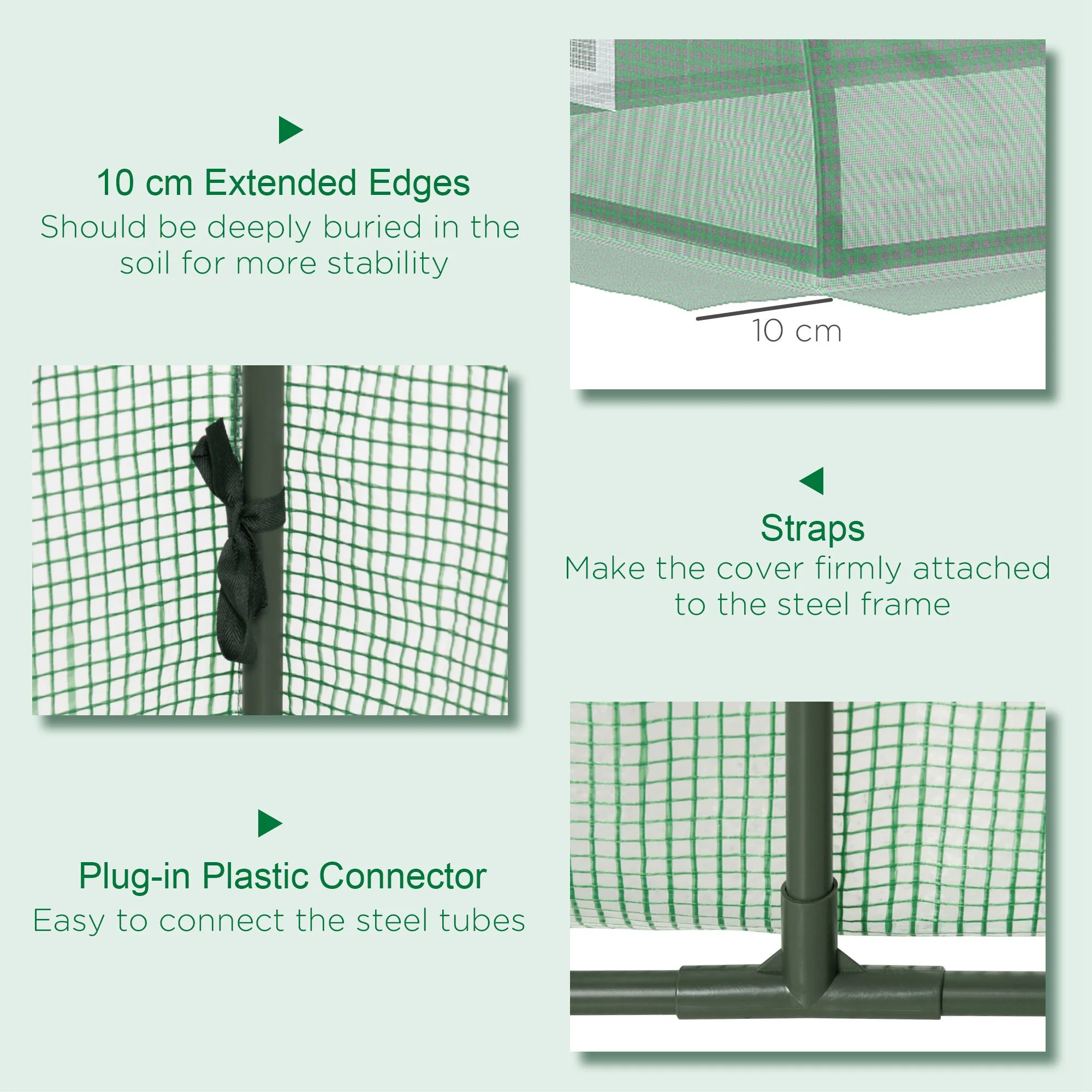 7' x 3' x 2' Portable Mini Greenhouse with 5 Mesh Windows, Green - Image 8