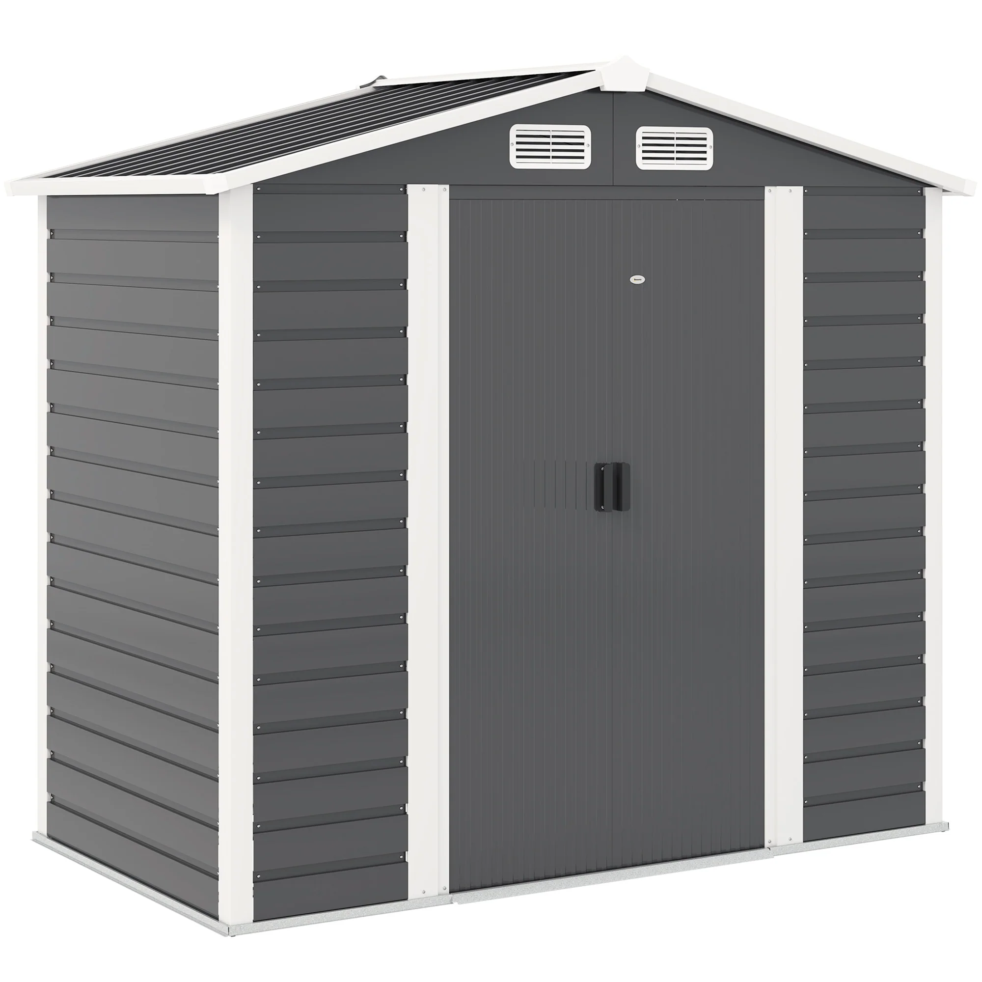 7' x 4' Upgraded Outdoor Storage Shed with Foundation Kit & Double Doors with Lock, Easy to Assemble, Dark Grey - Image 12