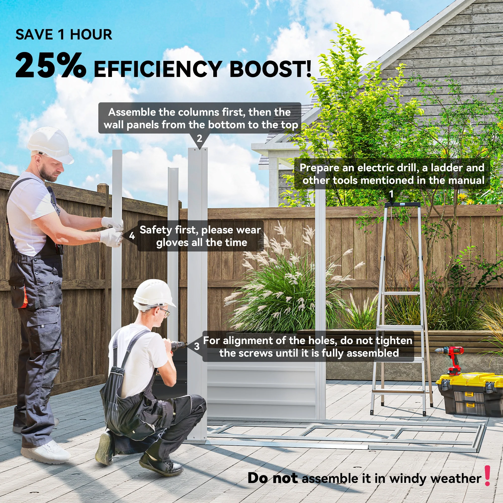 7' x 4' Upgraded Outdoor Storage Shed with Foundation Kit & Double Doors with Lock, Easy to Assemble, Dark Grey - Image 6