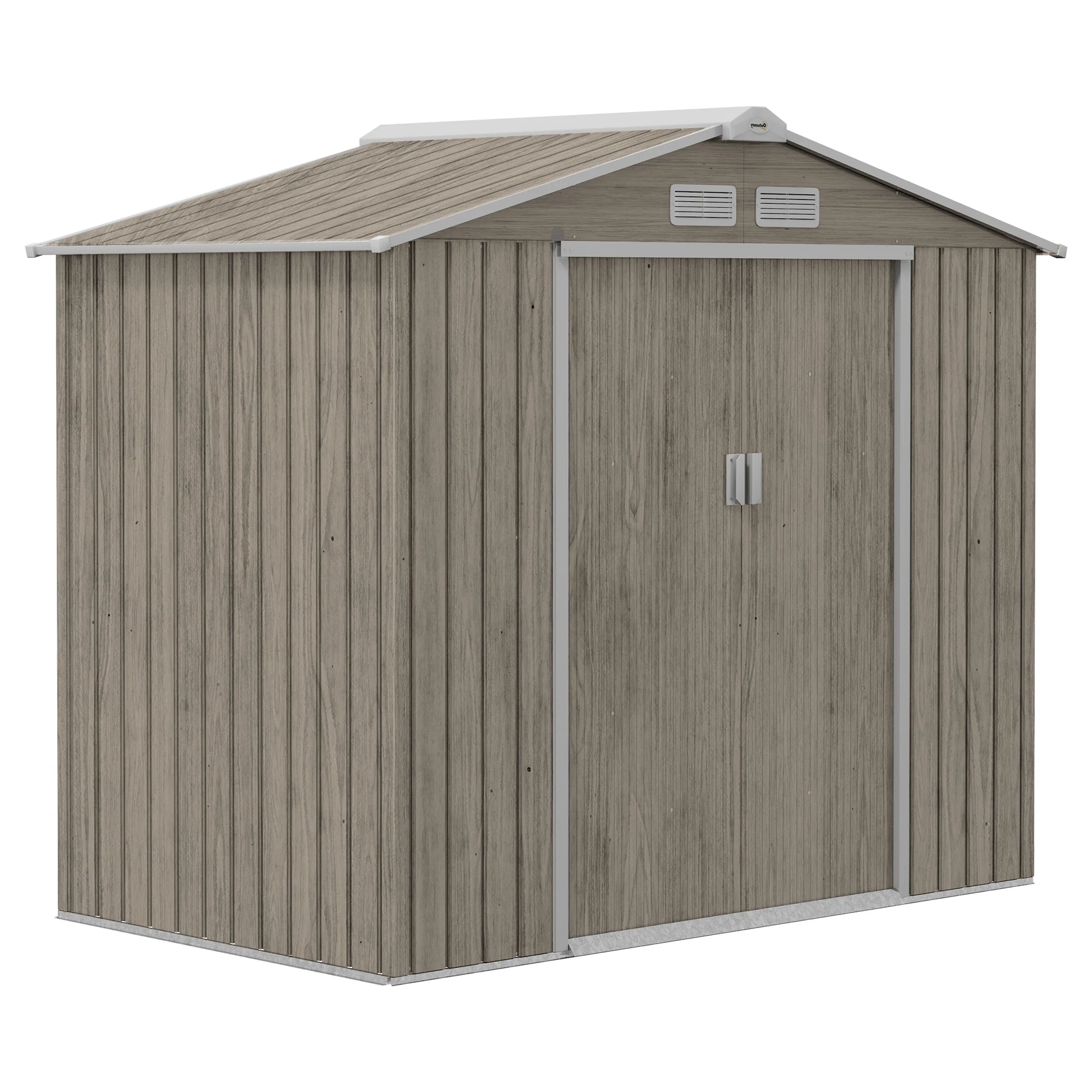 EverBase 7 x 4ft Metal Garden Shed with Vents & Foundation Kit, Light Brown