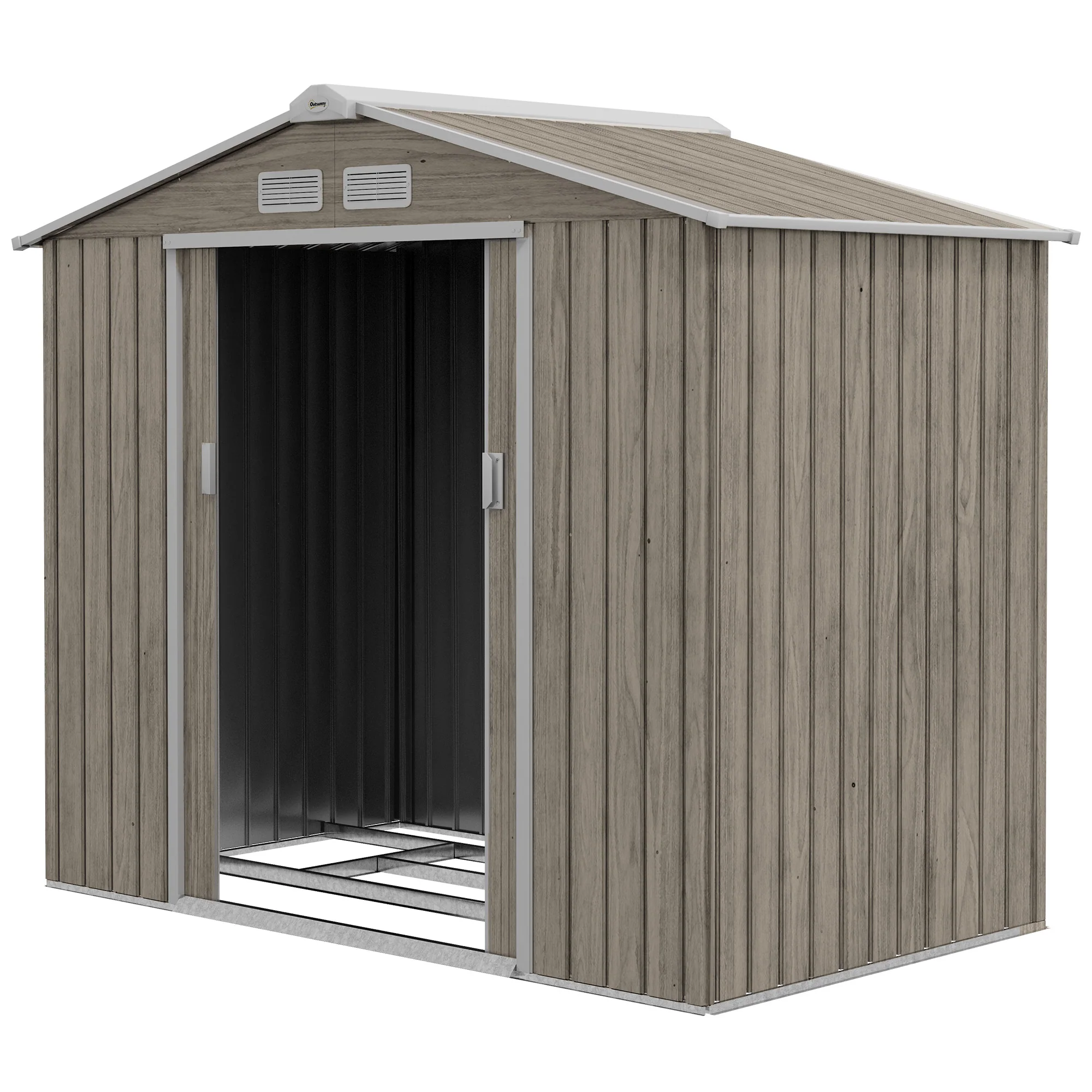 EverBase 7 x 4ft Metal Garden Shed with Vents & Foundation Kit, Light Brown - Image 2