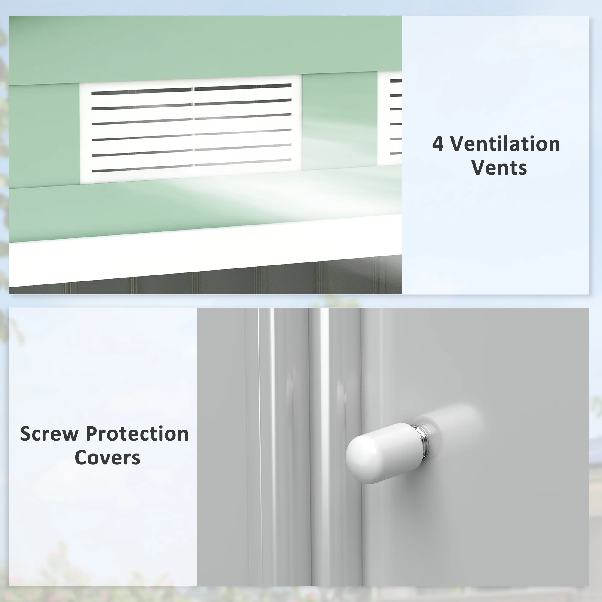 EverBase 7 x 4ft Metal Garden Shed with Vents & Foundation Kit, Light Green - Image 9