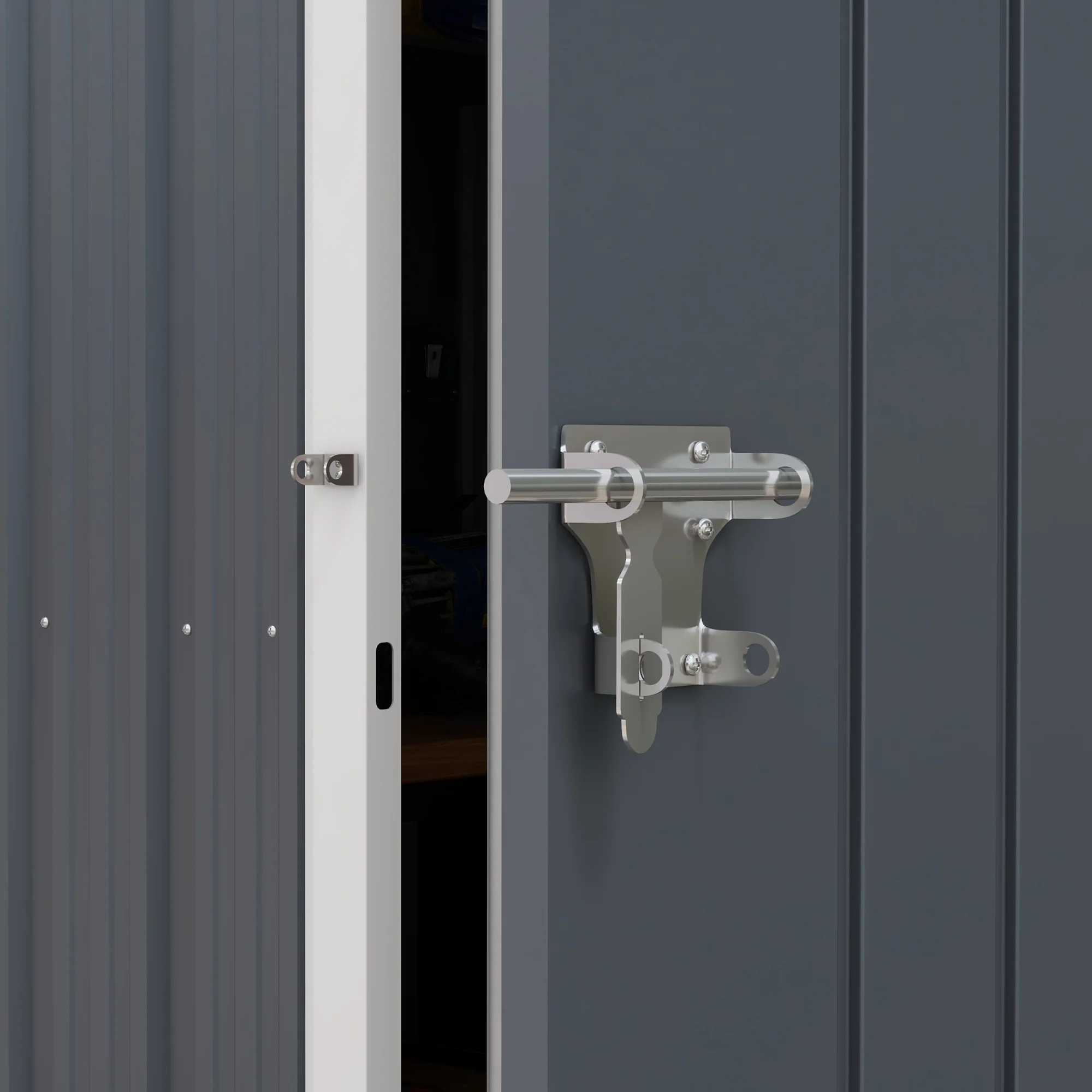 7' x 5.5' Metal Garden Storage Shed with Lockable Door & Window, Dark Grey - Image 10