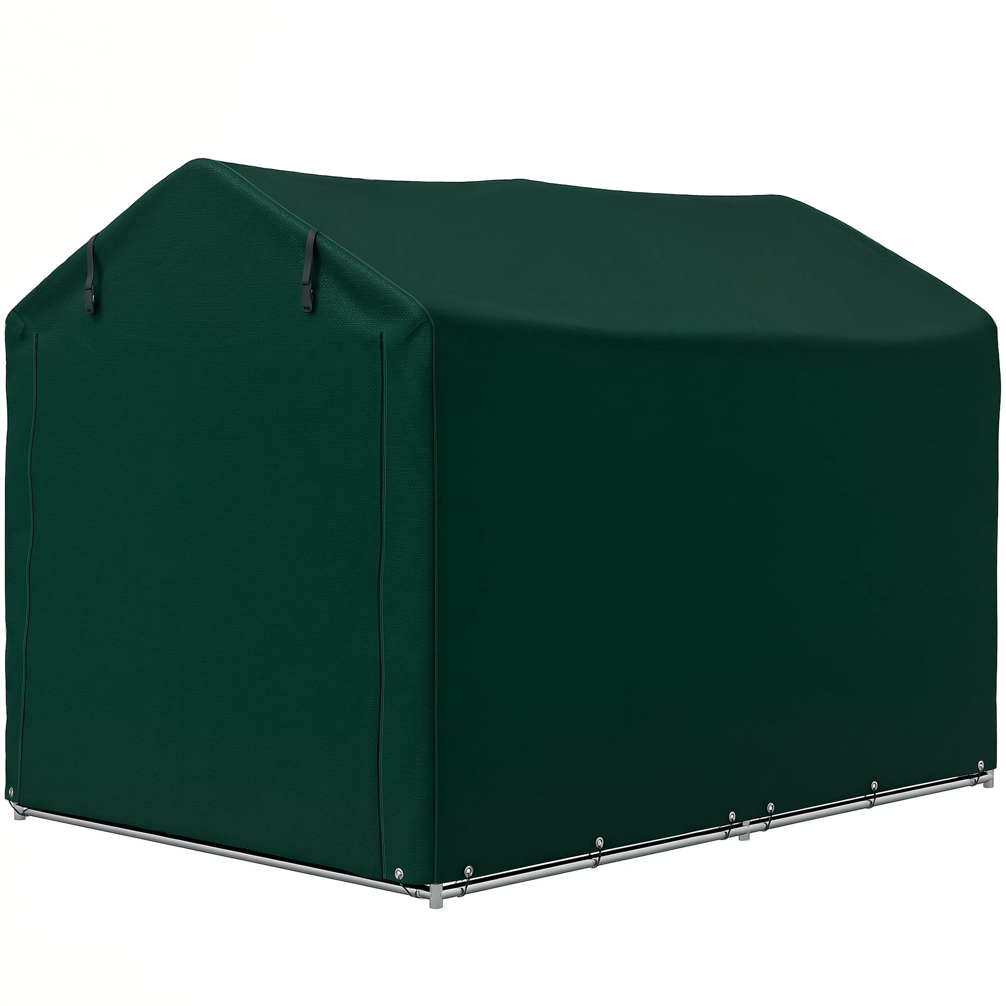 7' x 5' UV Resistant Garden Storage Tent with Roll-Up Zipper Door, Waterproof Bike Shelter, Dark Green - Image 2
