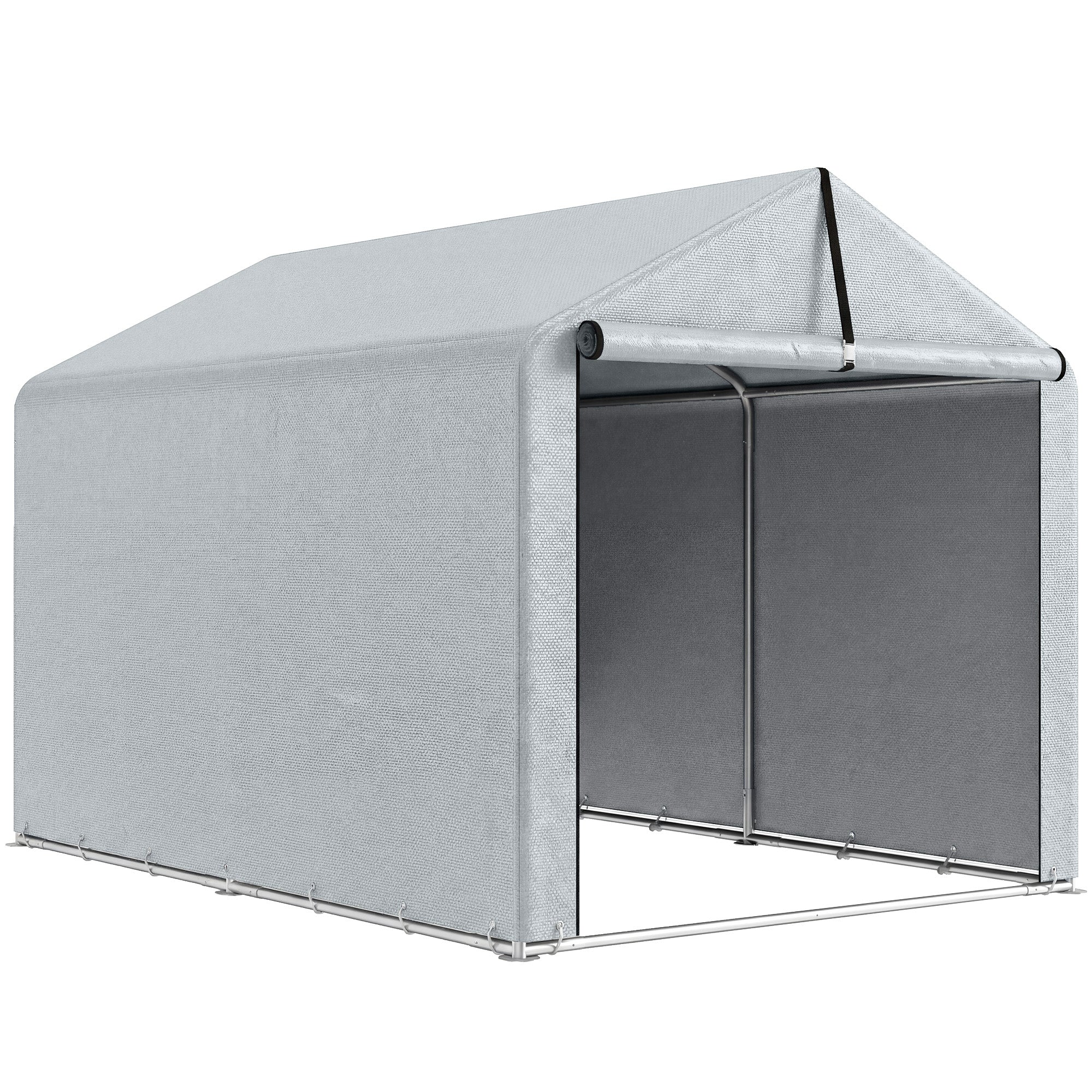 7' x 5' Portable Shed with Roll-up Zipper Door, Light Grey - Image 12