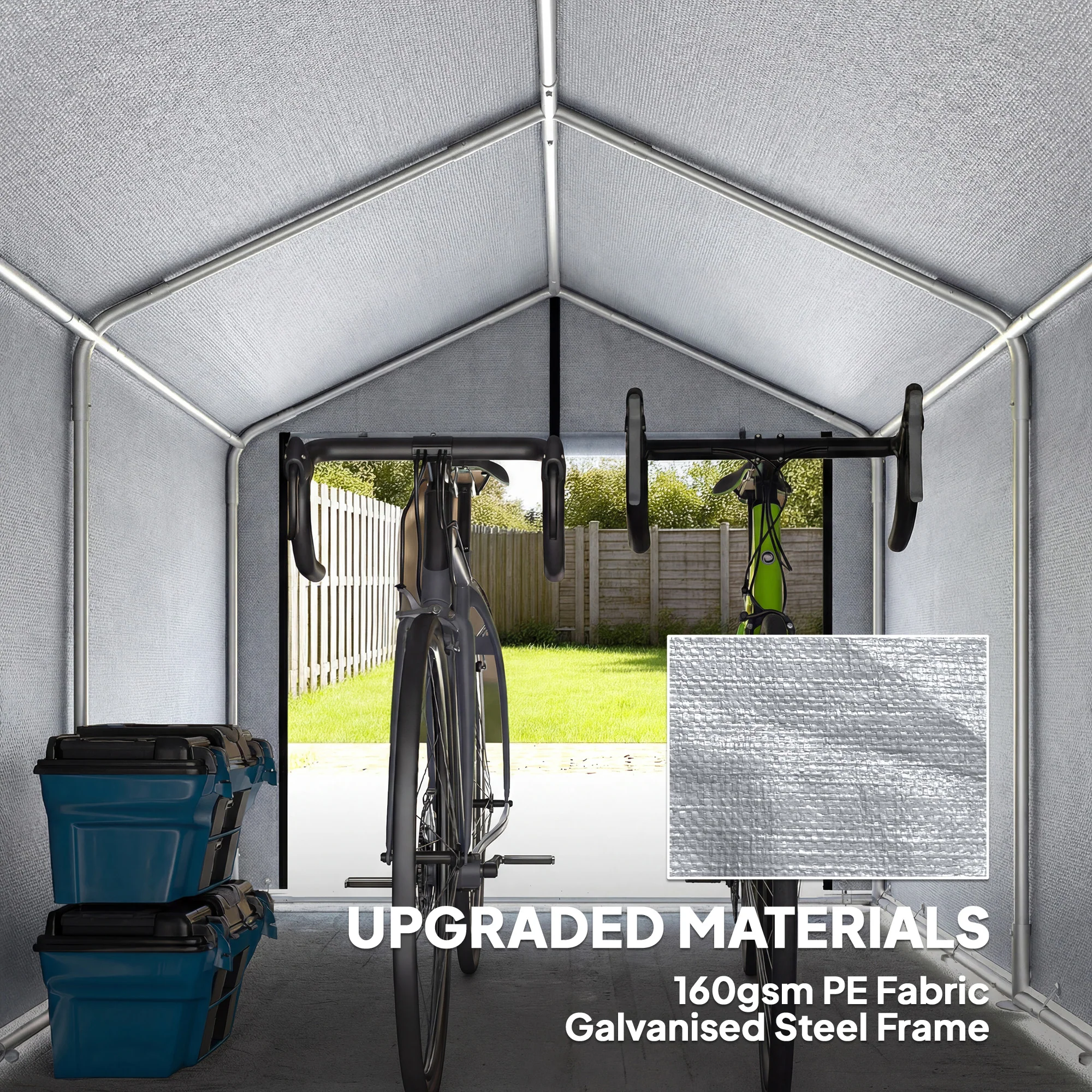 7' x 5' Portable Shed with Roll-up Zipper Door, Light Grey - Image 6