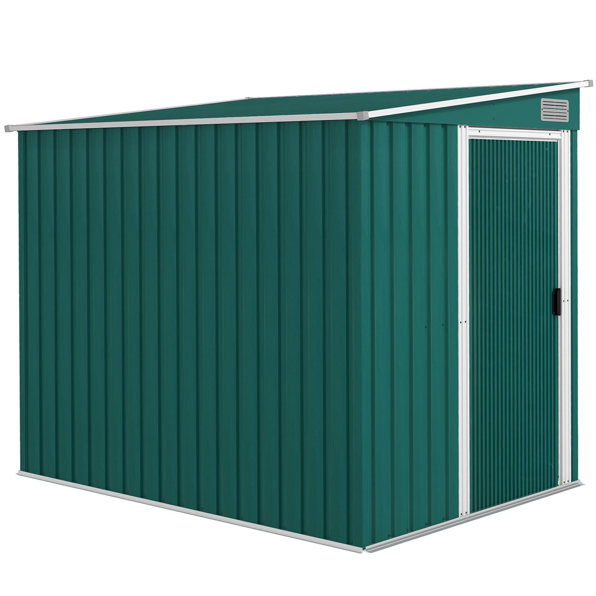 7 x 5FT Lean to Metal Garden Shed w/ Sliding Doors, 2 Vents, Adjustable Shelves and Hooks, Green - Image 12