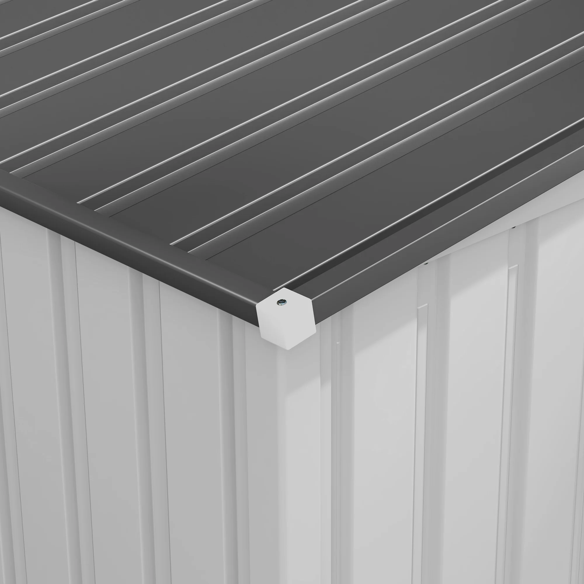 7 x 5FT Lean to Metal Garden Shed w/ Sliding Doors, 2 Vents, Adjustable Shelves and Hooks, White - Image 10
