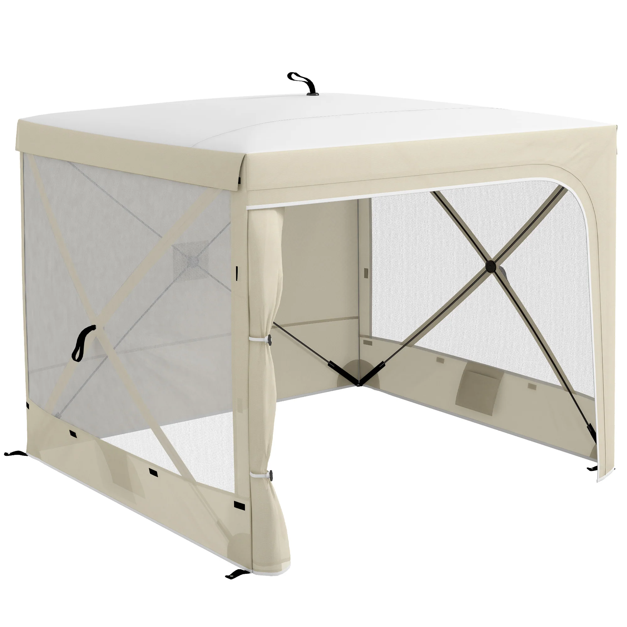 7' x 8' Pop Up Canopy Tent with Curtains and Netting, White - Image 12
