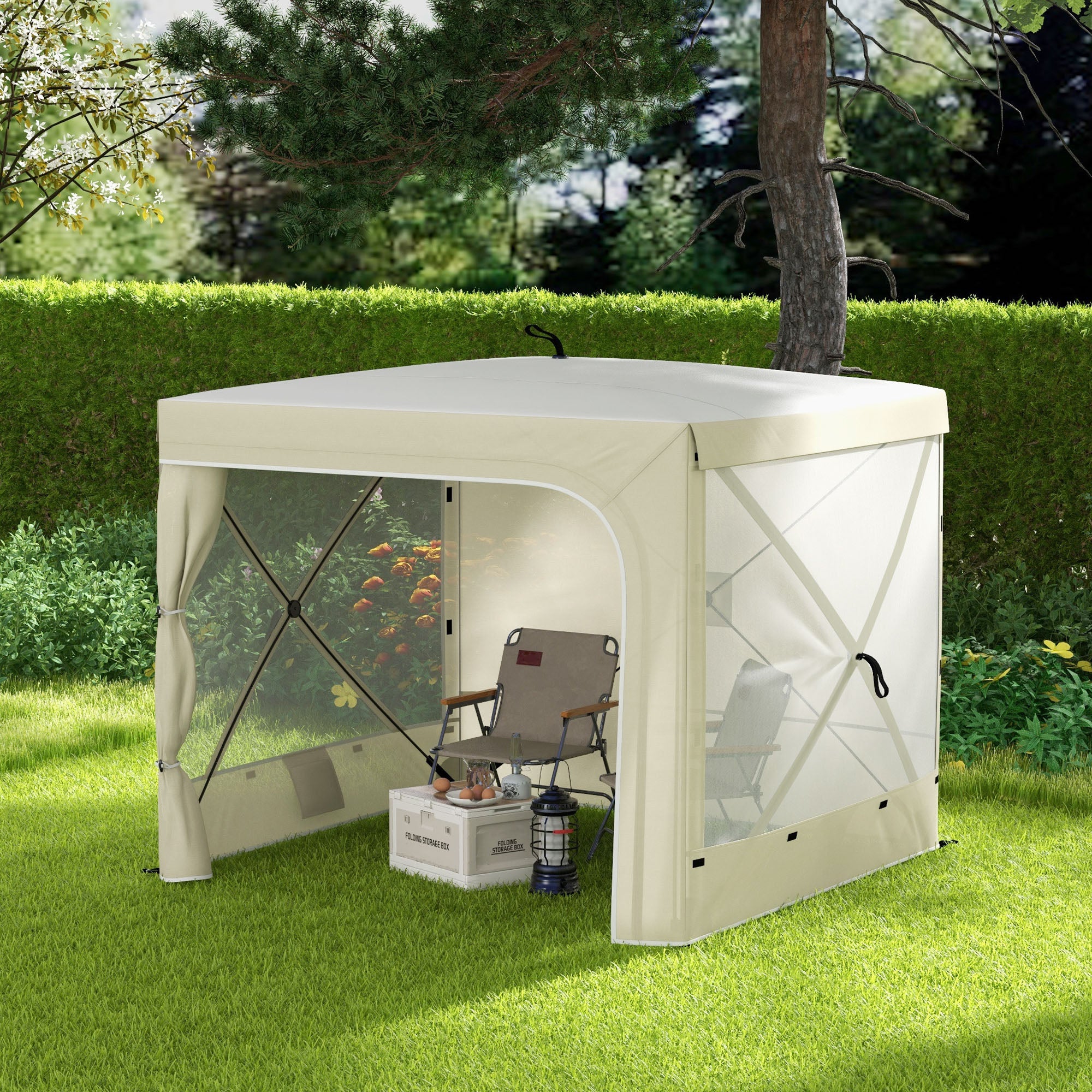 7' x 8' Pop Up Canopy Tent with Curtains and Netting, White - Image 4