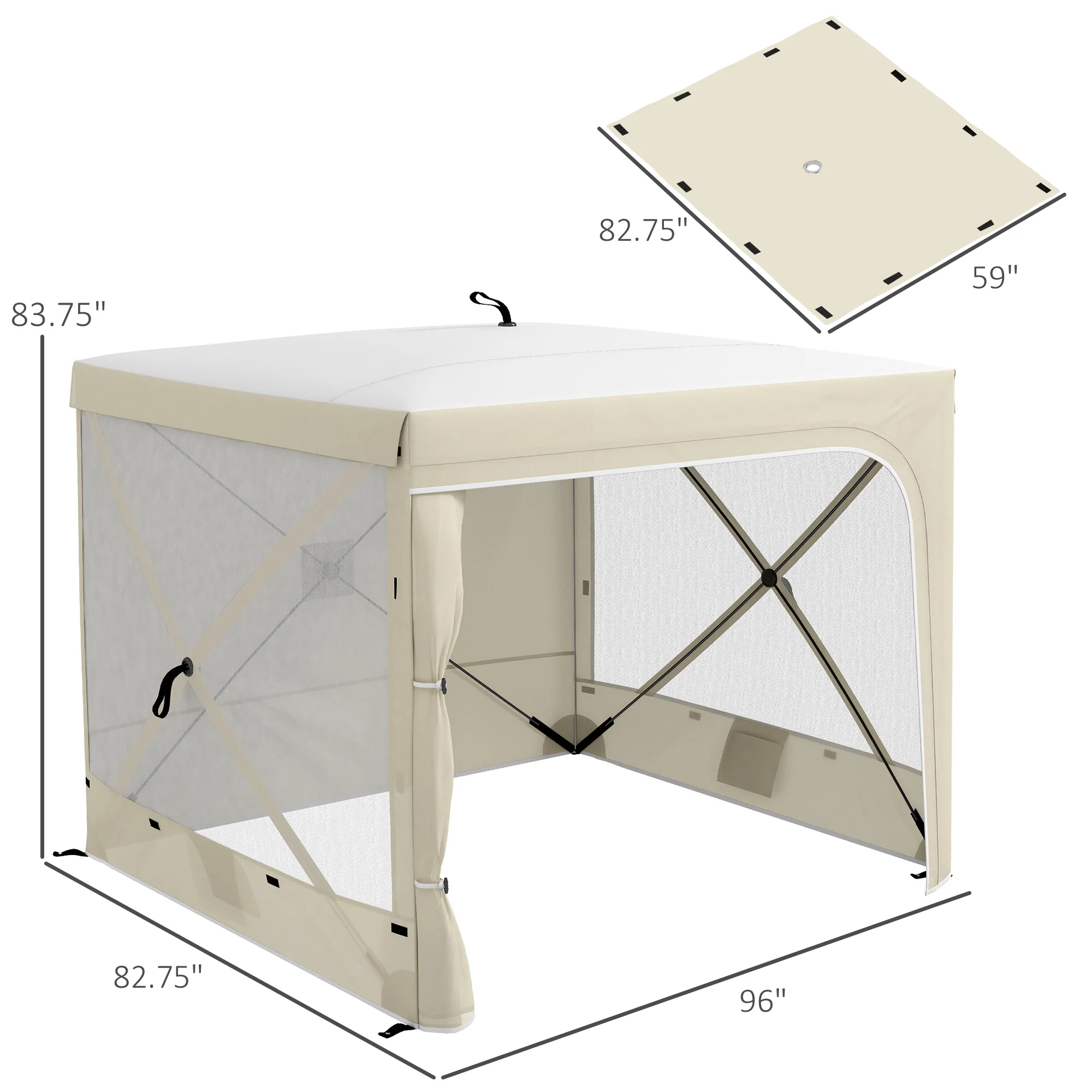 7' x 8' Pop Up Canopy Tent with Curtains and Netting, White - Image 5