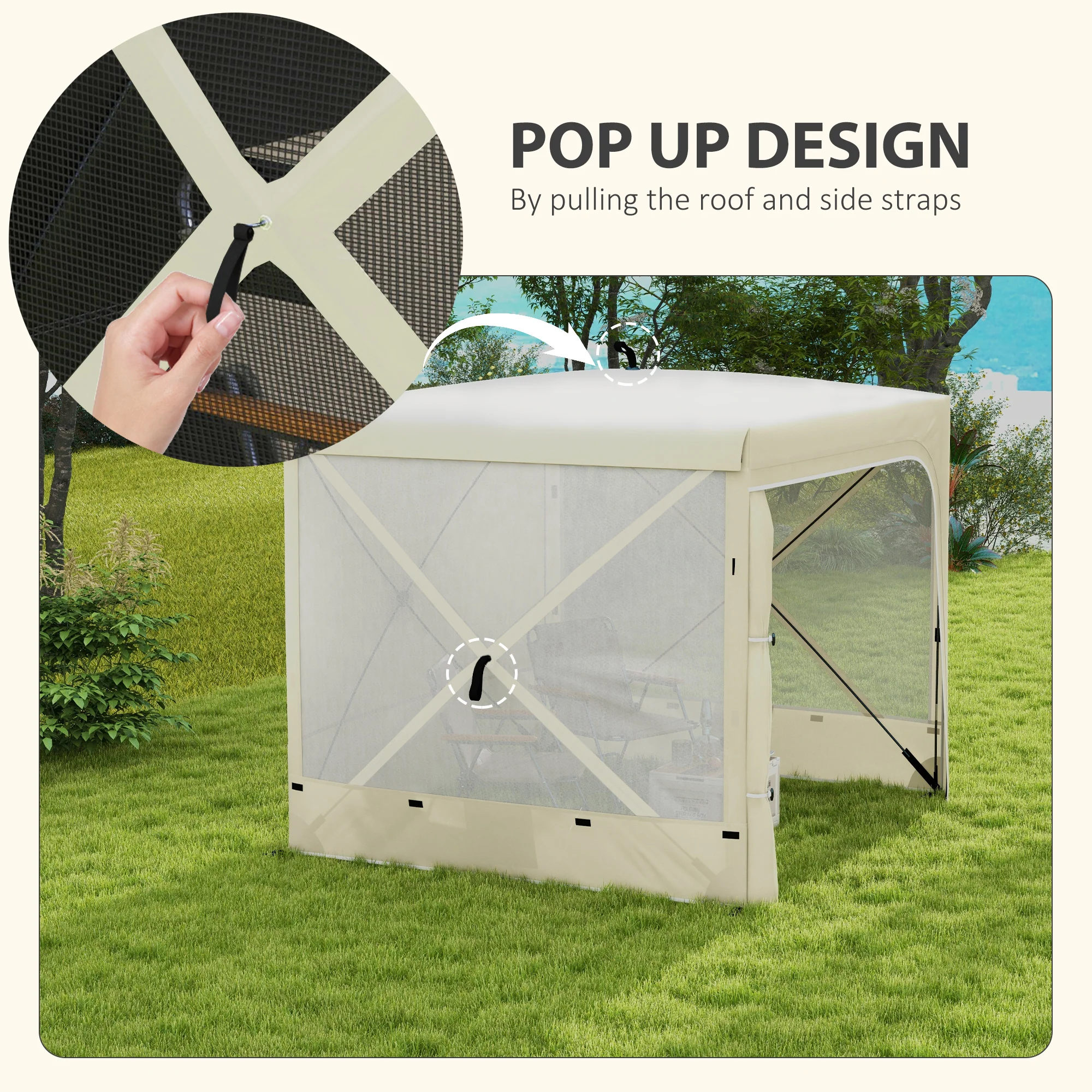7' x 8' Pop Up Canopy Tent with Curtains and Netting, White - Image 6