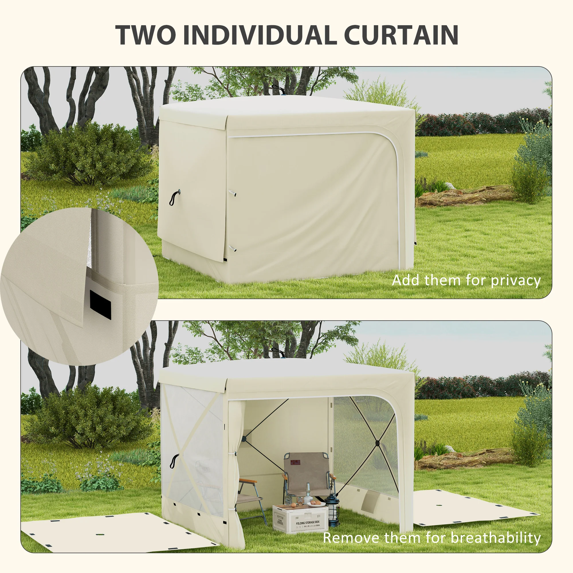7' x 8' Pop Up Canopy Tent with Curtains and Netting, White - Image 7