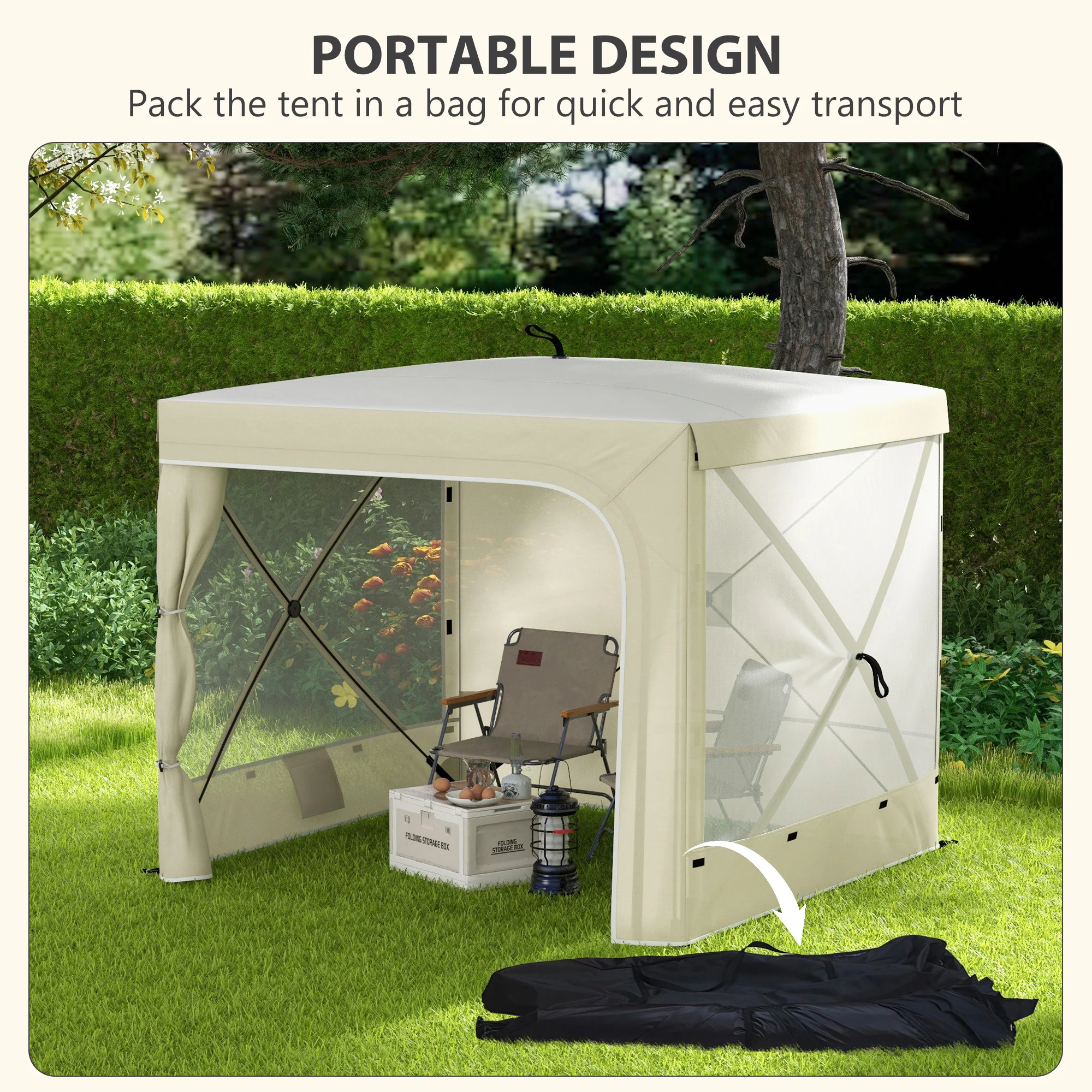 7' x 8' Pop Up Canopy Tent with Curtains and Netting, White - Image 9