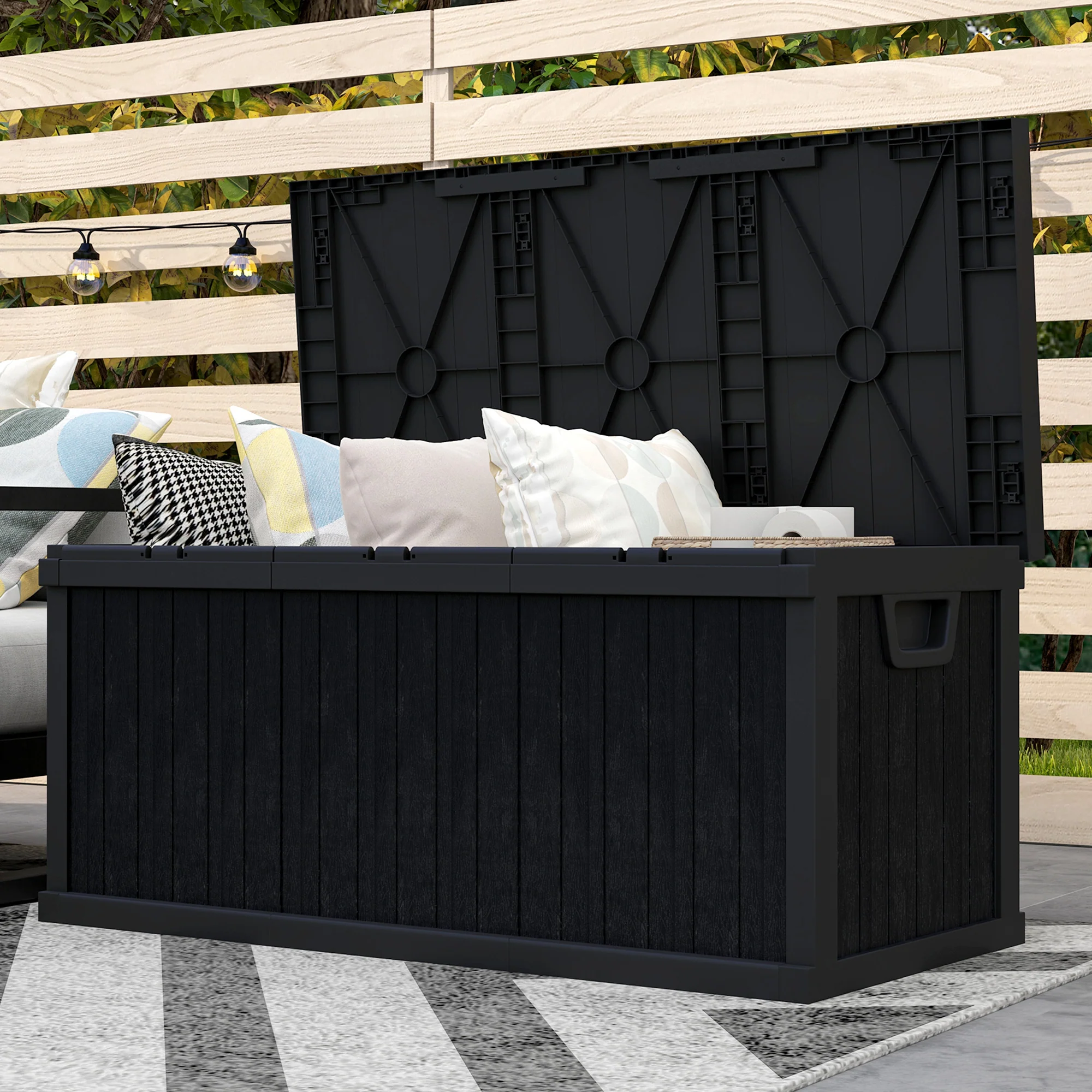 70 Gallon Resin Deck Box with Handles, Waterproof & UV Resistant, Black - Image 10